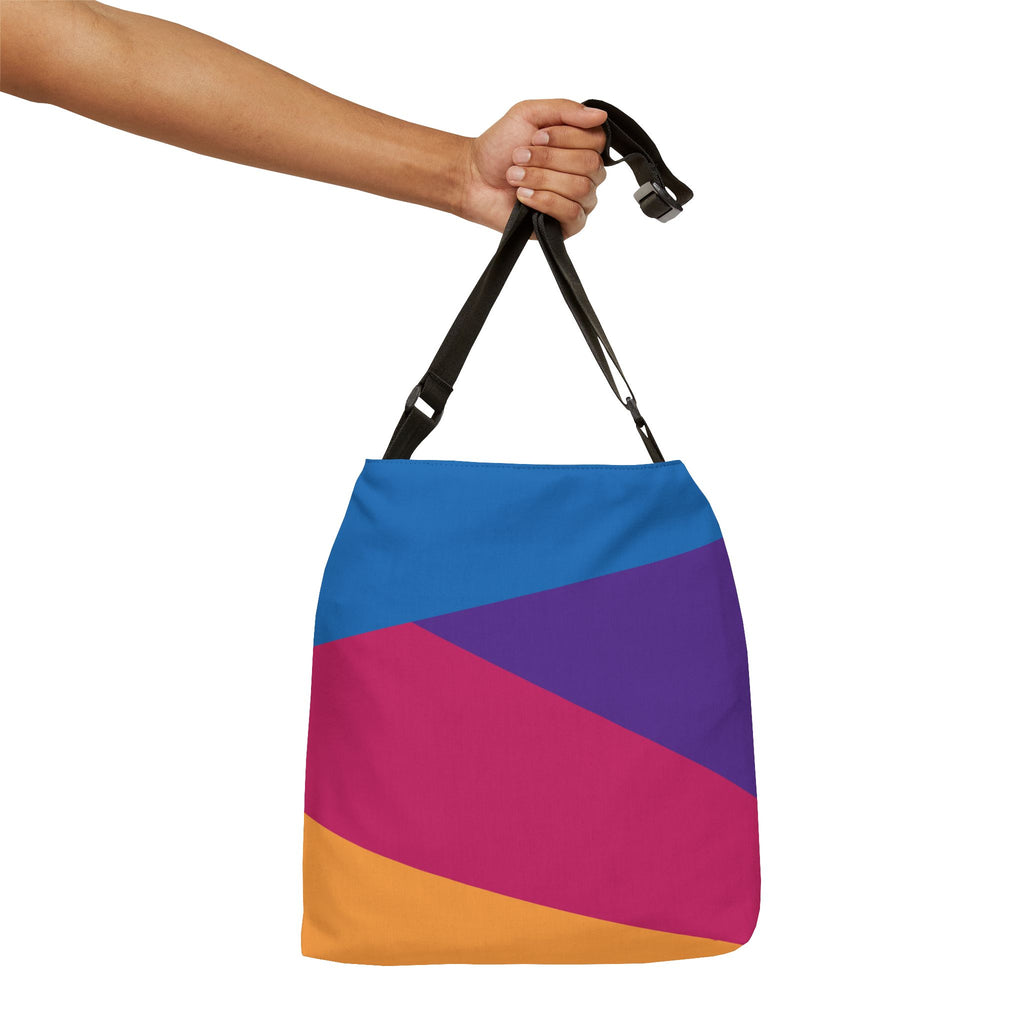 Colorblock Geometric Tote Bag — Adjustable Strap, Bright Abstract Pattern
