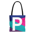 Monogram 'P' Colorblock Tote Bag — Personalized Initial P Shoulder Tote