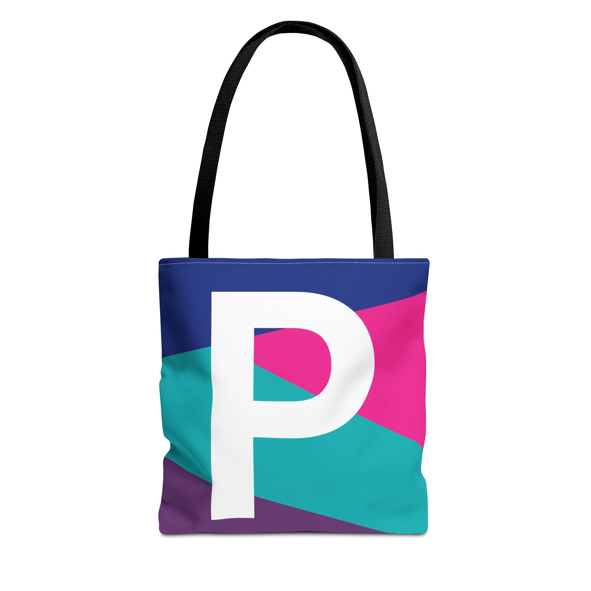 Monogram 'P' Colorblock Tote Bag — Personalized Initial P Shoulder Tote