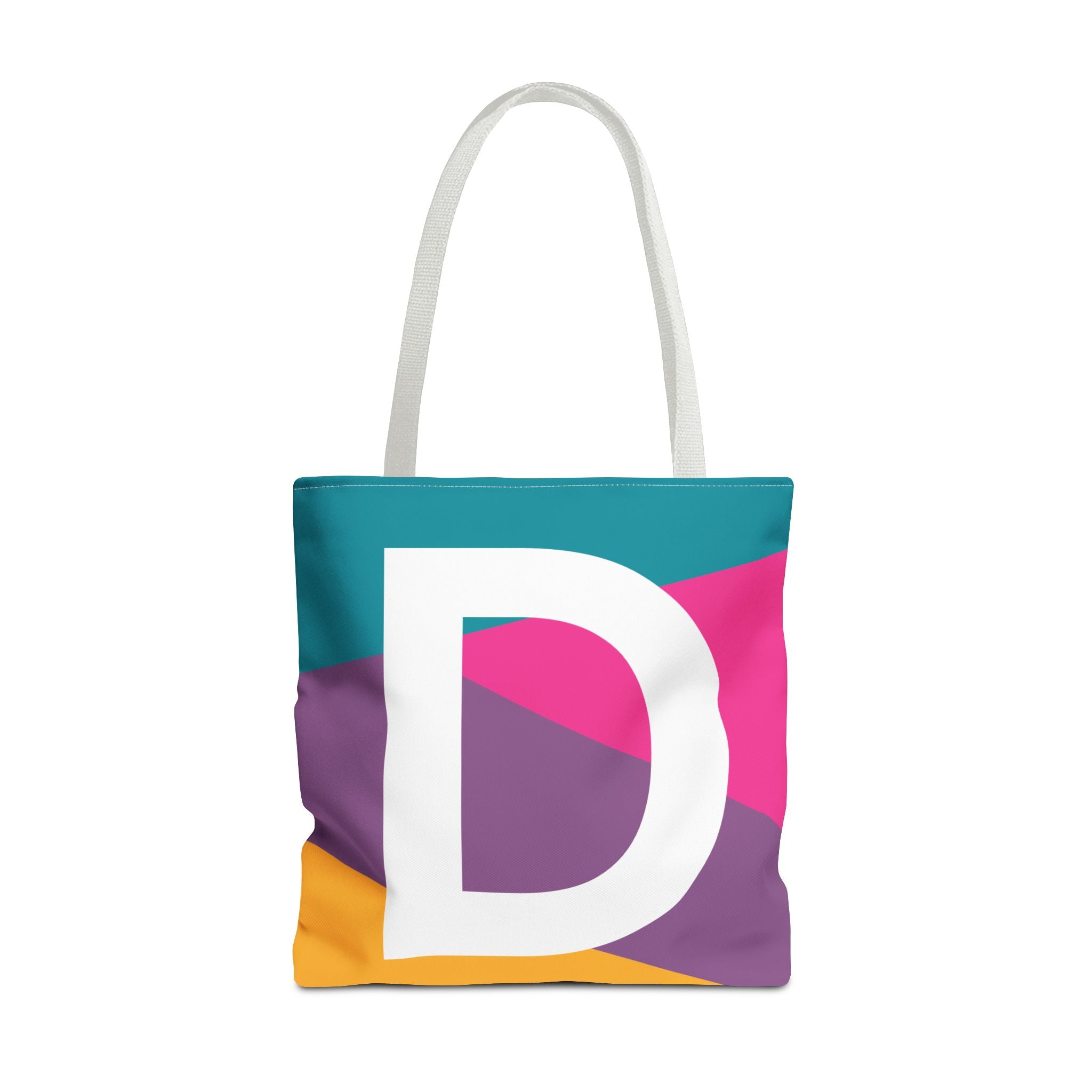Monogram 'D' Colorblock Tote Bag — Personalized Initial D Shoulder Tote