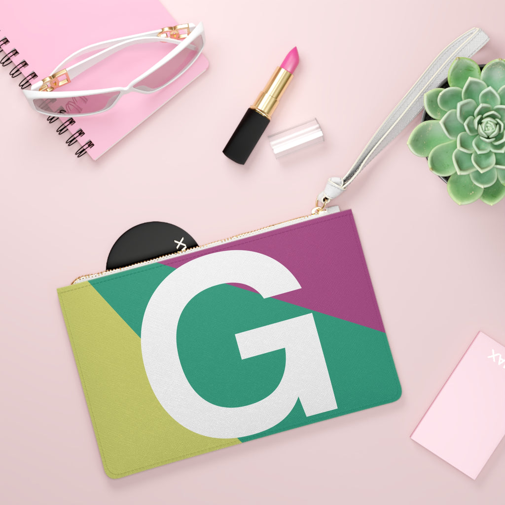 Monogram 'G' Colorblock Clutch Bag — Bold Geometric Wristlet for Everyday & Gifts