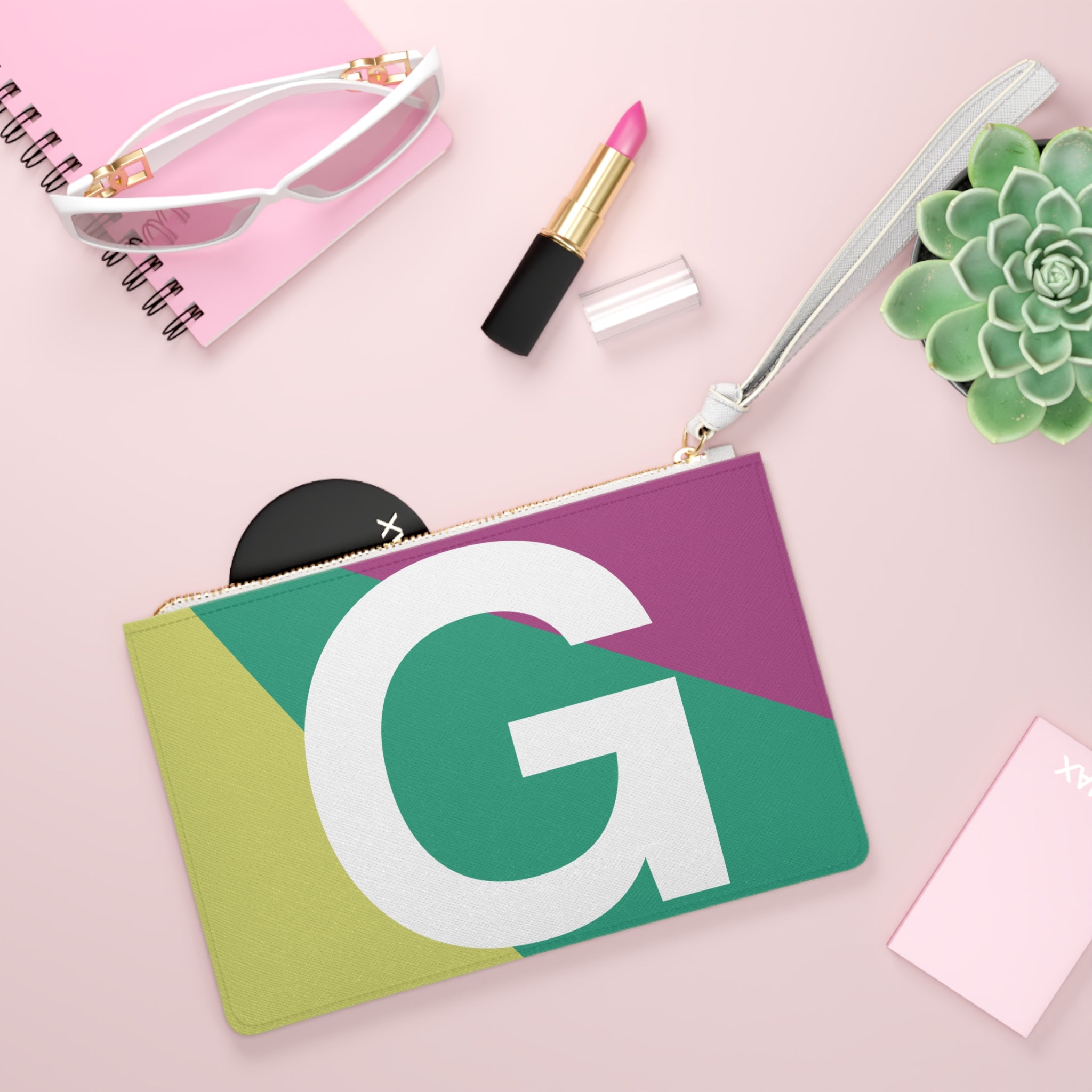 Monogram 'G' Colorblock Clutch Bag — Bold Geometric Wristlet for Everyday & Gifts