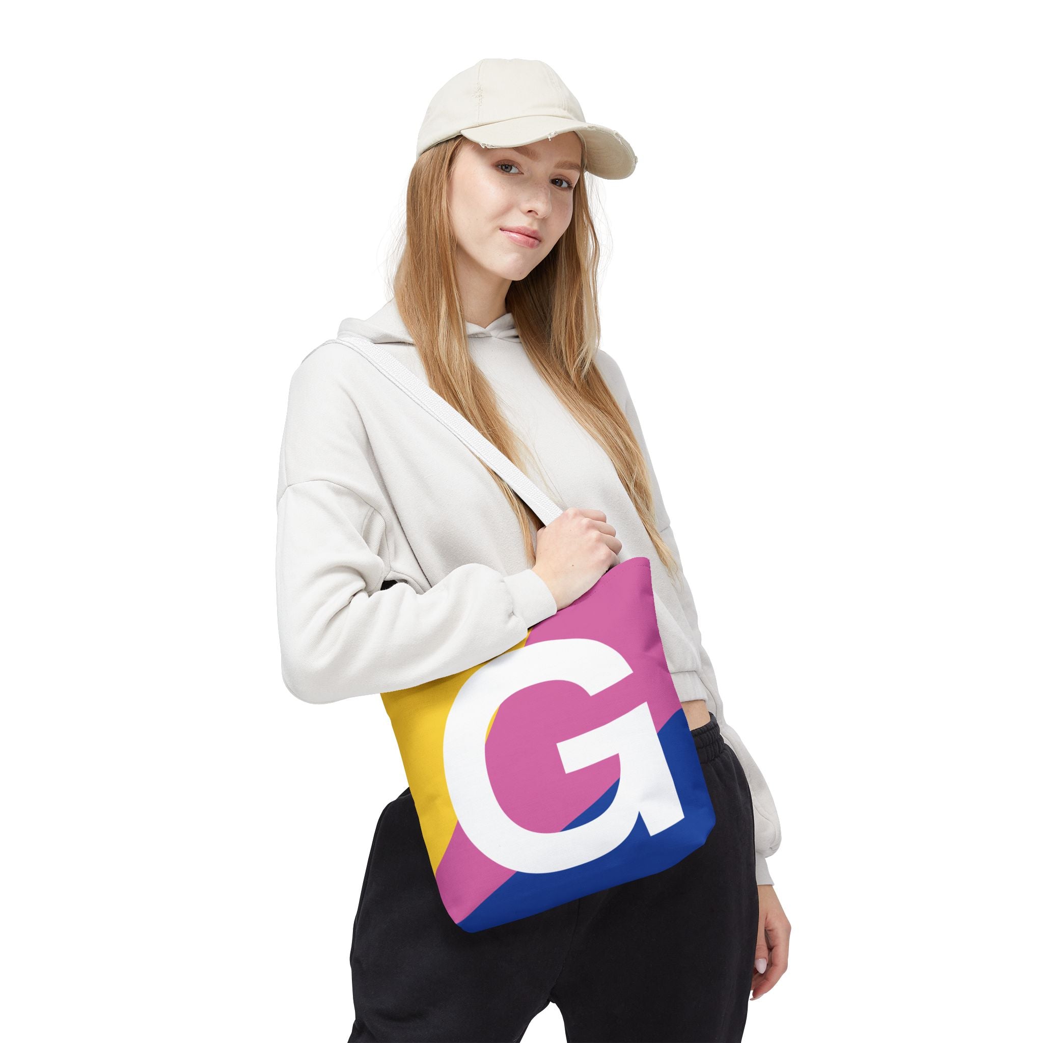Monogram 'G' Colorblock Tote Bag — Personalized Initial G Shoulder Tote