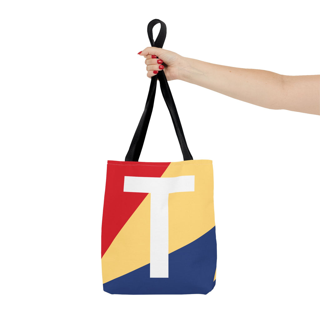 Monogram 'T' Colorblock Tote Bag — Personalized Initial T Shoulder Tote