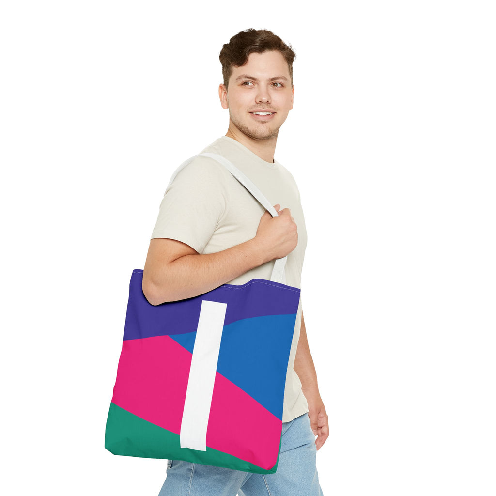 Monogram 'I' Colorblock Tote Bag — Personalized Initial I Shoulder Tote
