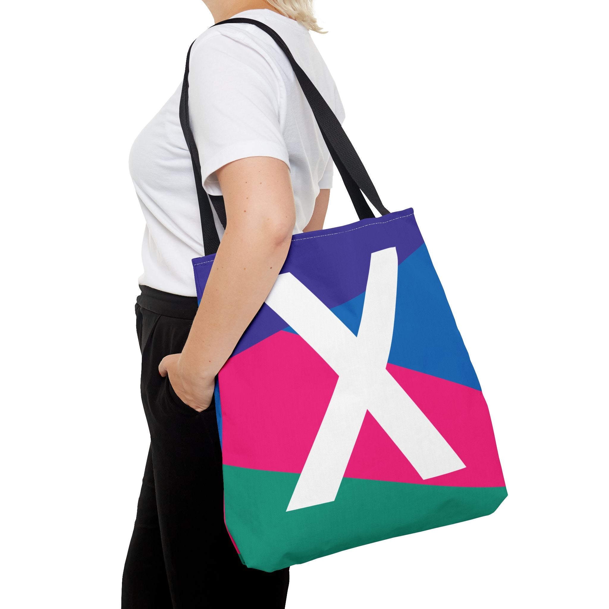 Monogram 'X' Colorblock Tote Bag — Personalized Initial X Shoulder Tote