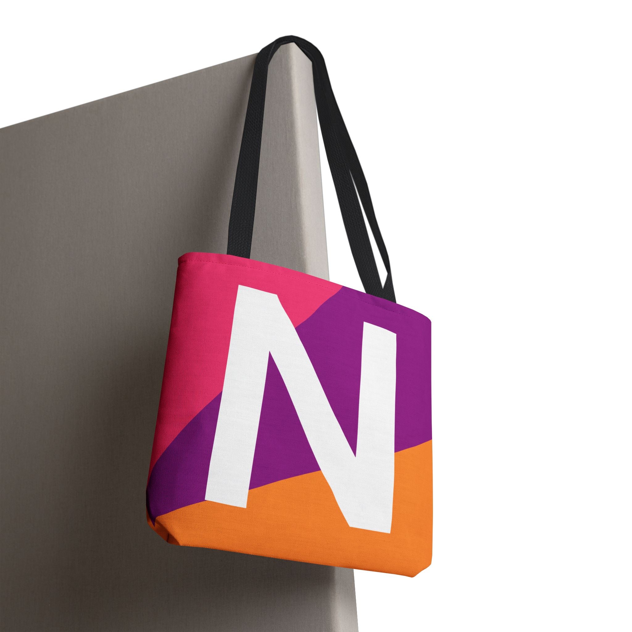 Monogram 'N' Colorblock Tote Bag — Personalized Initial N Shoulder Tote