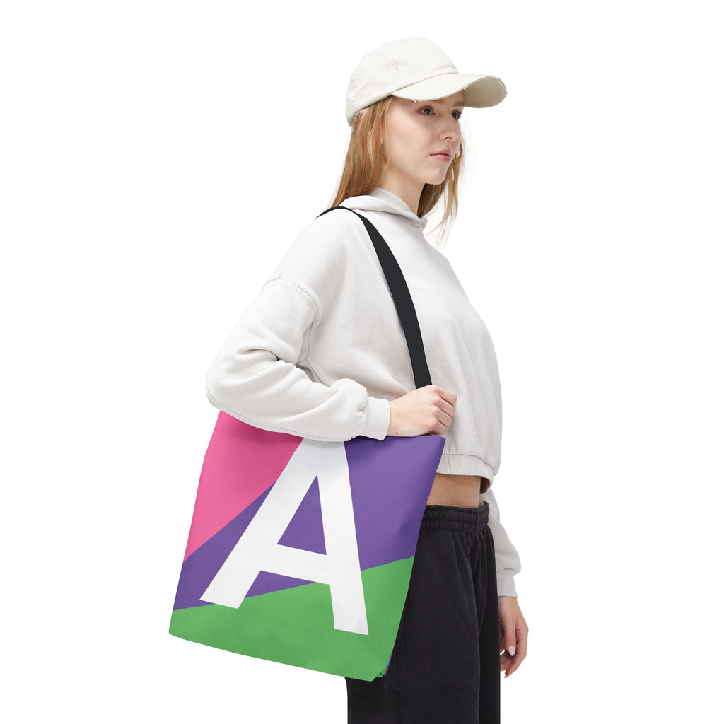 Monogram 'A' Colorblock Tote Bag — Personalized Initial A Shoulder Tote