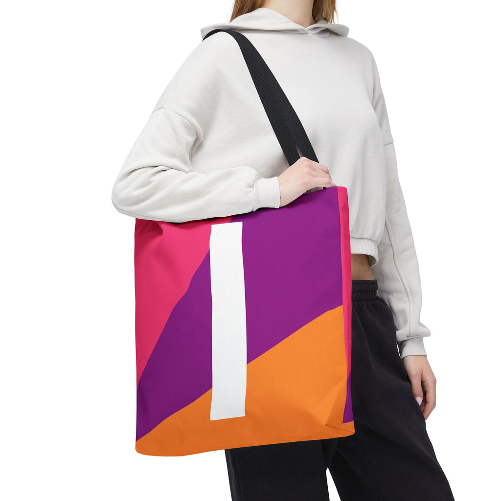 Monogram 'I' Colorblock Tote Bag — Personalized Initial I Shoulder Tote