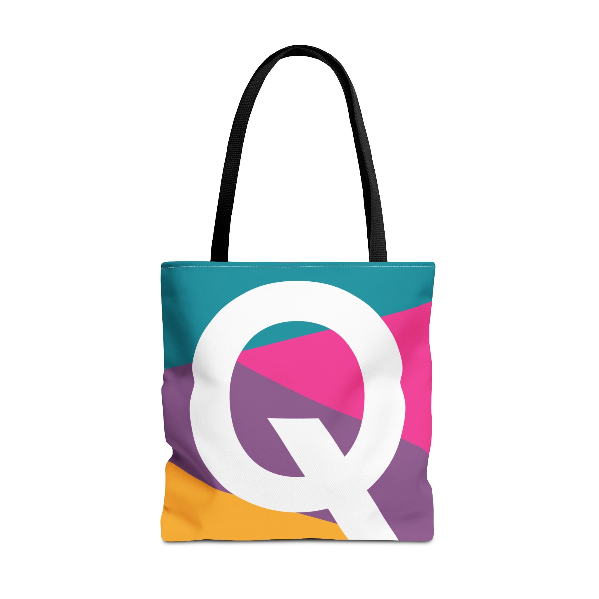Monogram 'Q' Colorblock Tote Bag — Personalized Initial Q Shoulder Tote