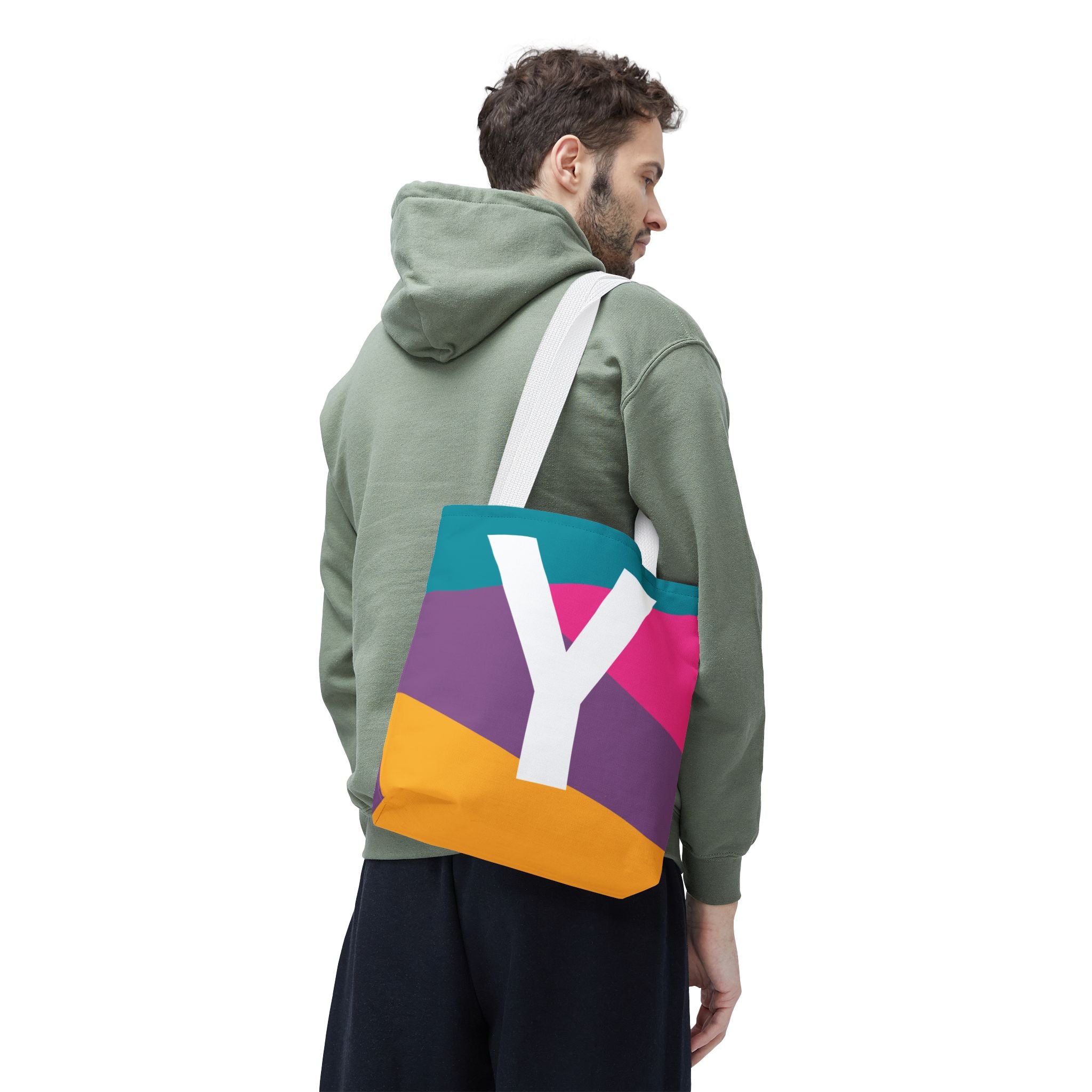 Monogram 'Y' Colorblock Tote Bag — Personalized Initial Y Shoulder Tote