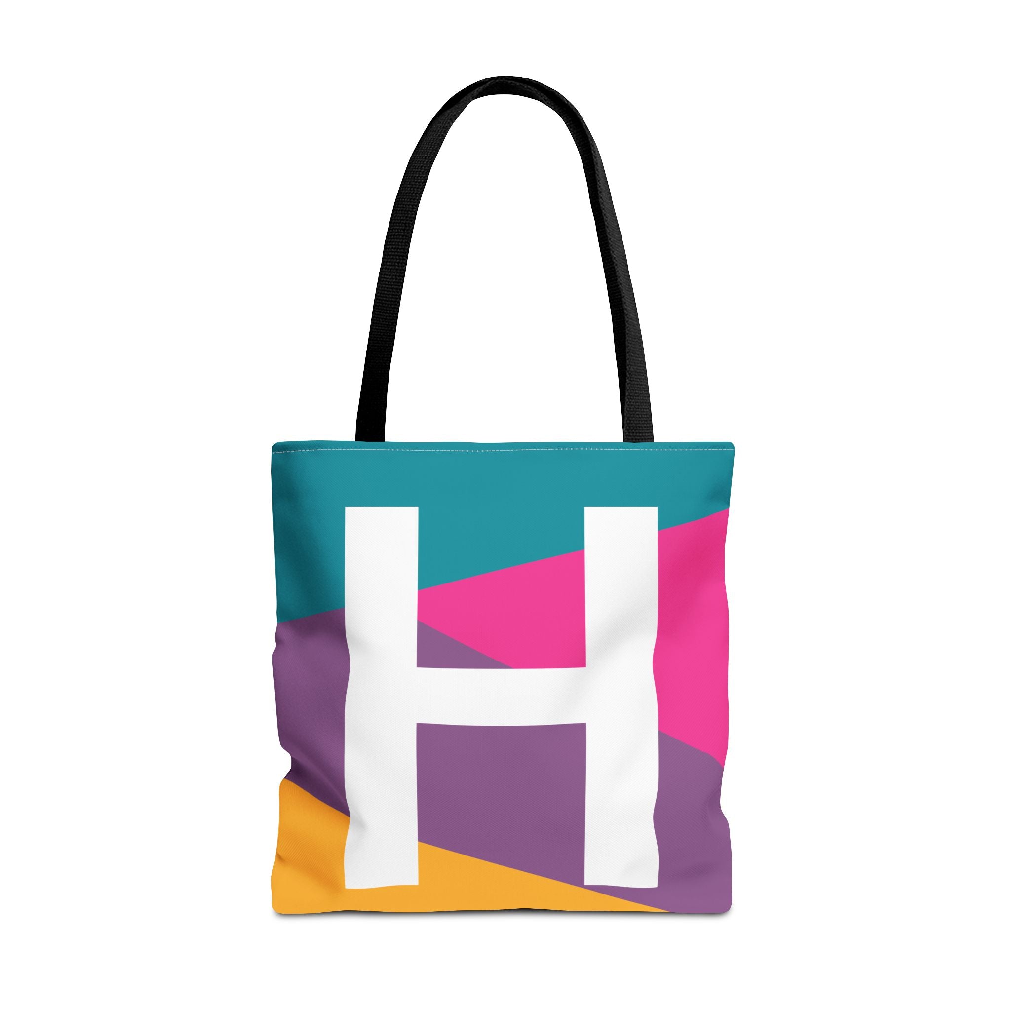 Monogram 'H' Colorblock Tote Bag — Personalized Initial H Shoulder Tote