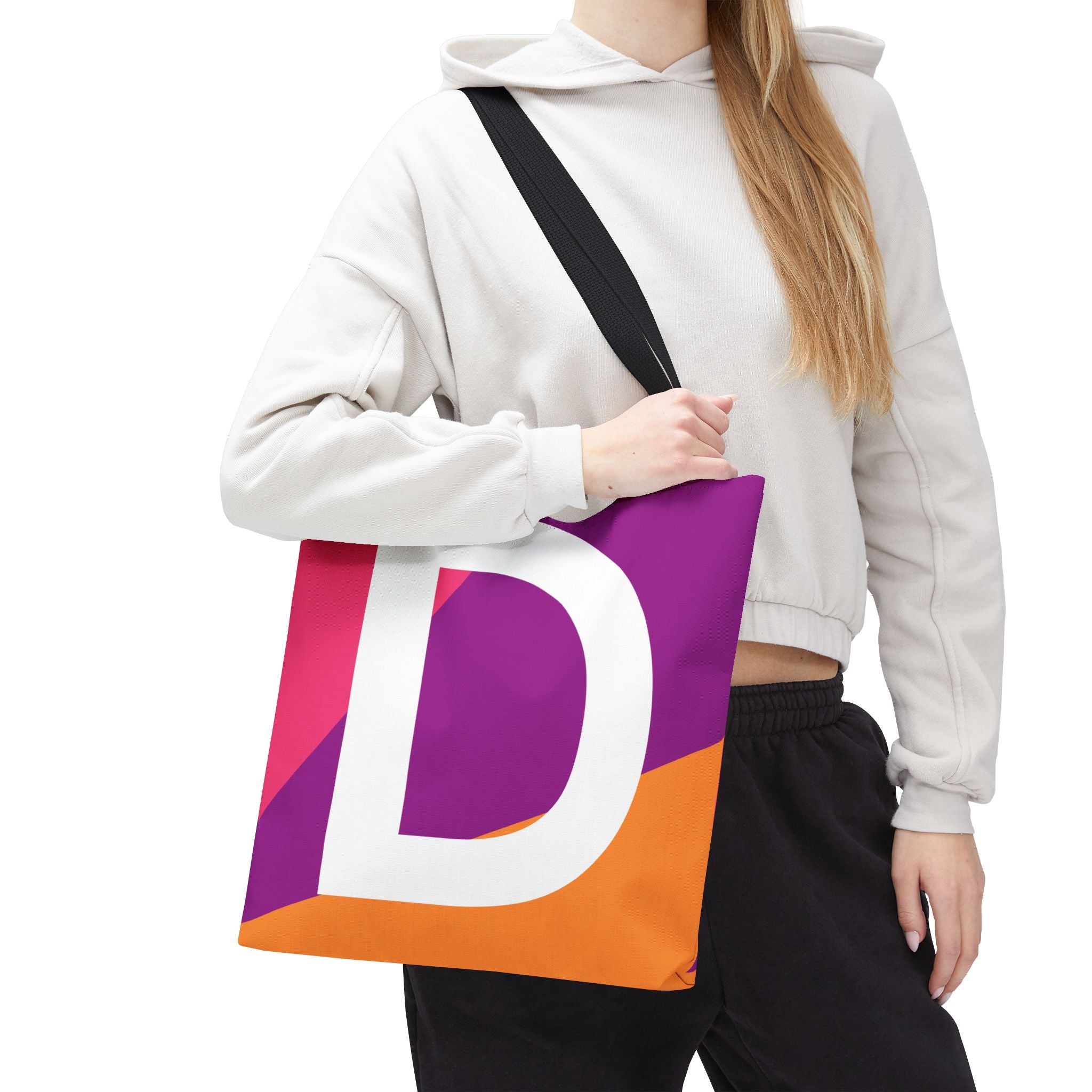 Monogram 'D' Colorblock Tote Bag — Personalized Initial D Shoulder Tote