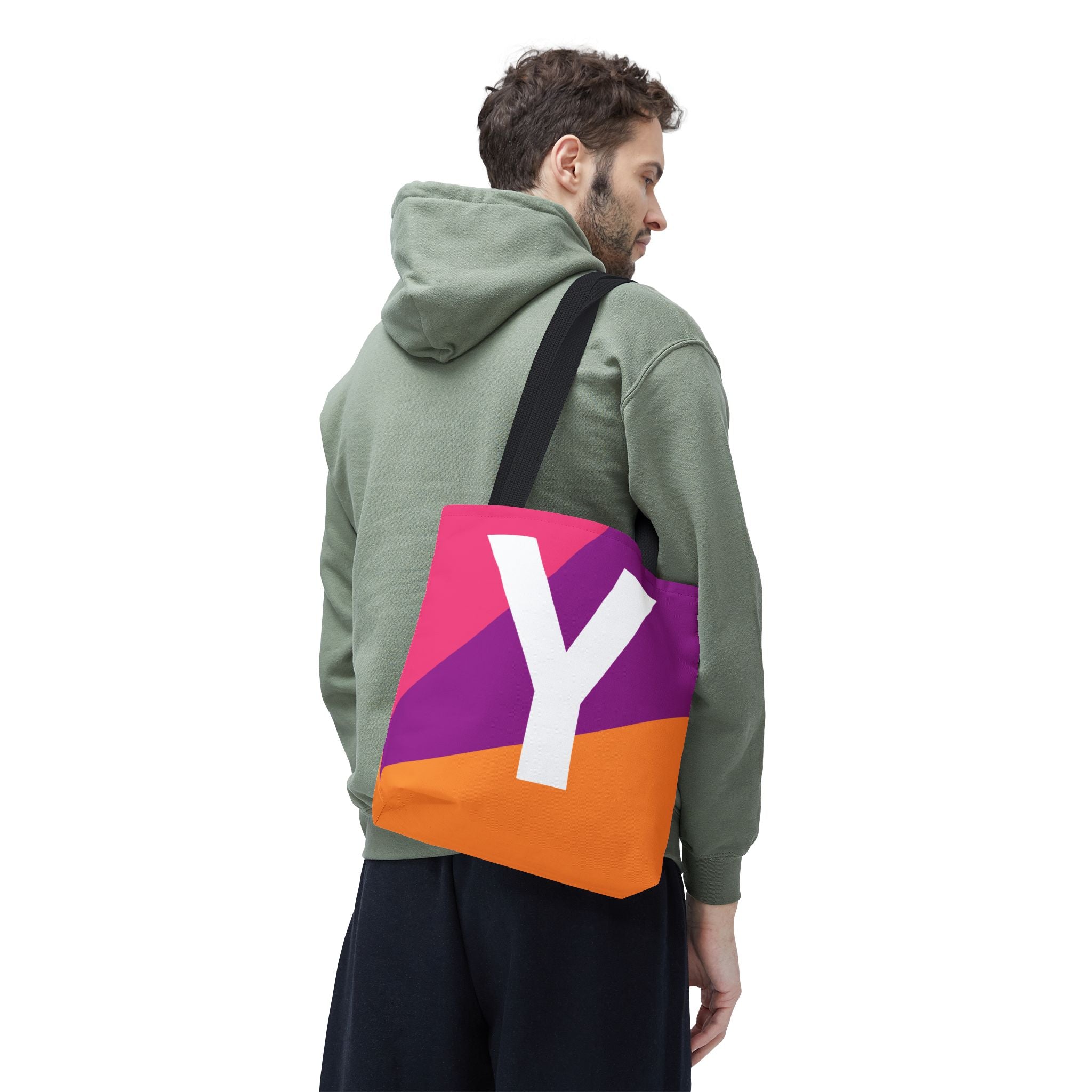Monogram 'Y' Colorblock Tote Bag — Personalized Initial Y Shoulder Tote