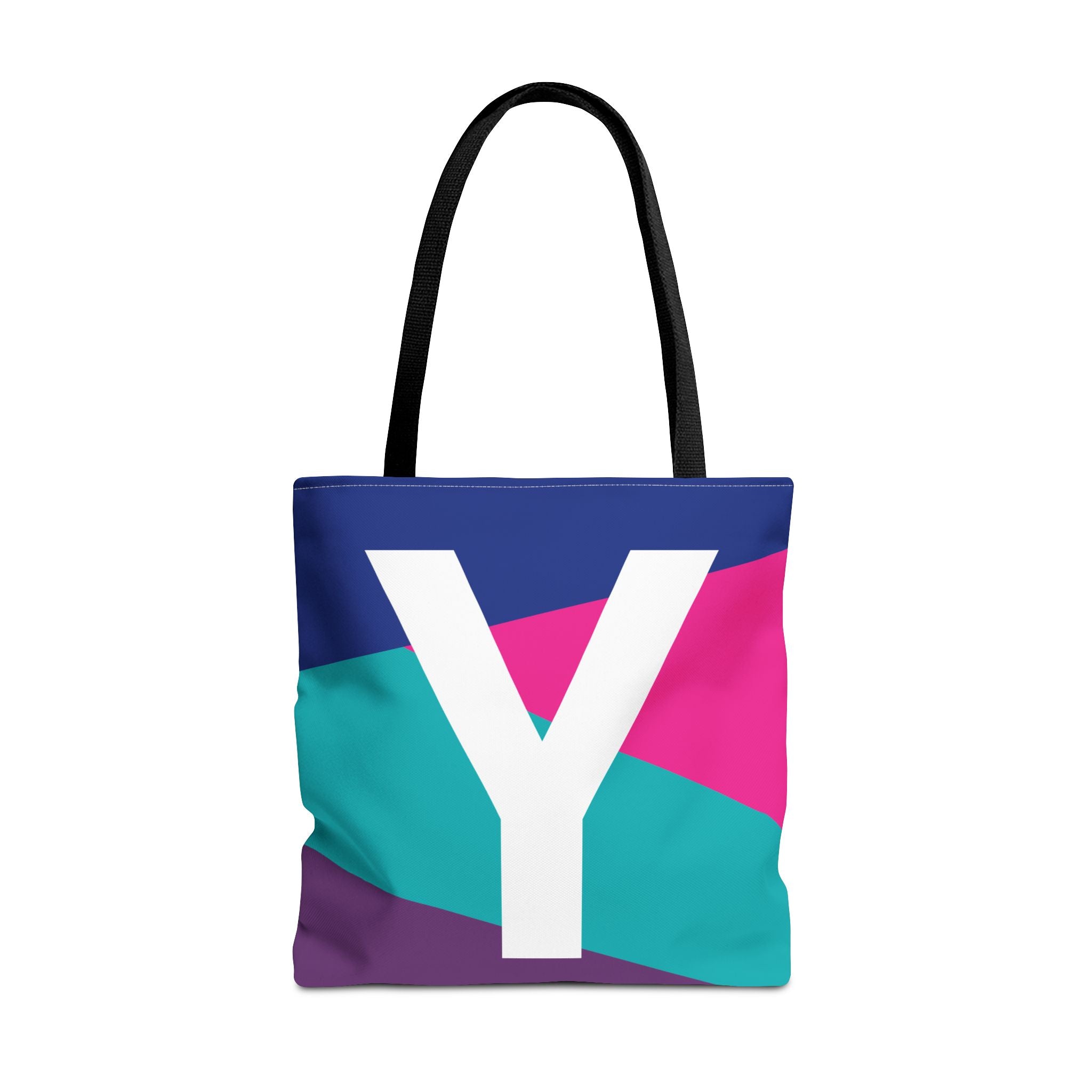Monogram 'Y' Colorblock Tote Bag — Personalized Initial Y Shoulder Tote