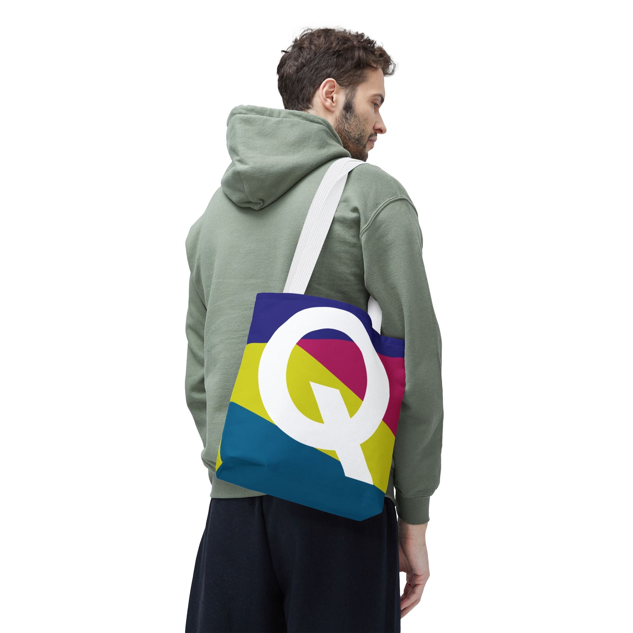 Monogram 'Q' Colorblock Tote Bag — Personalized Initial Q Shoulder Tote