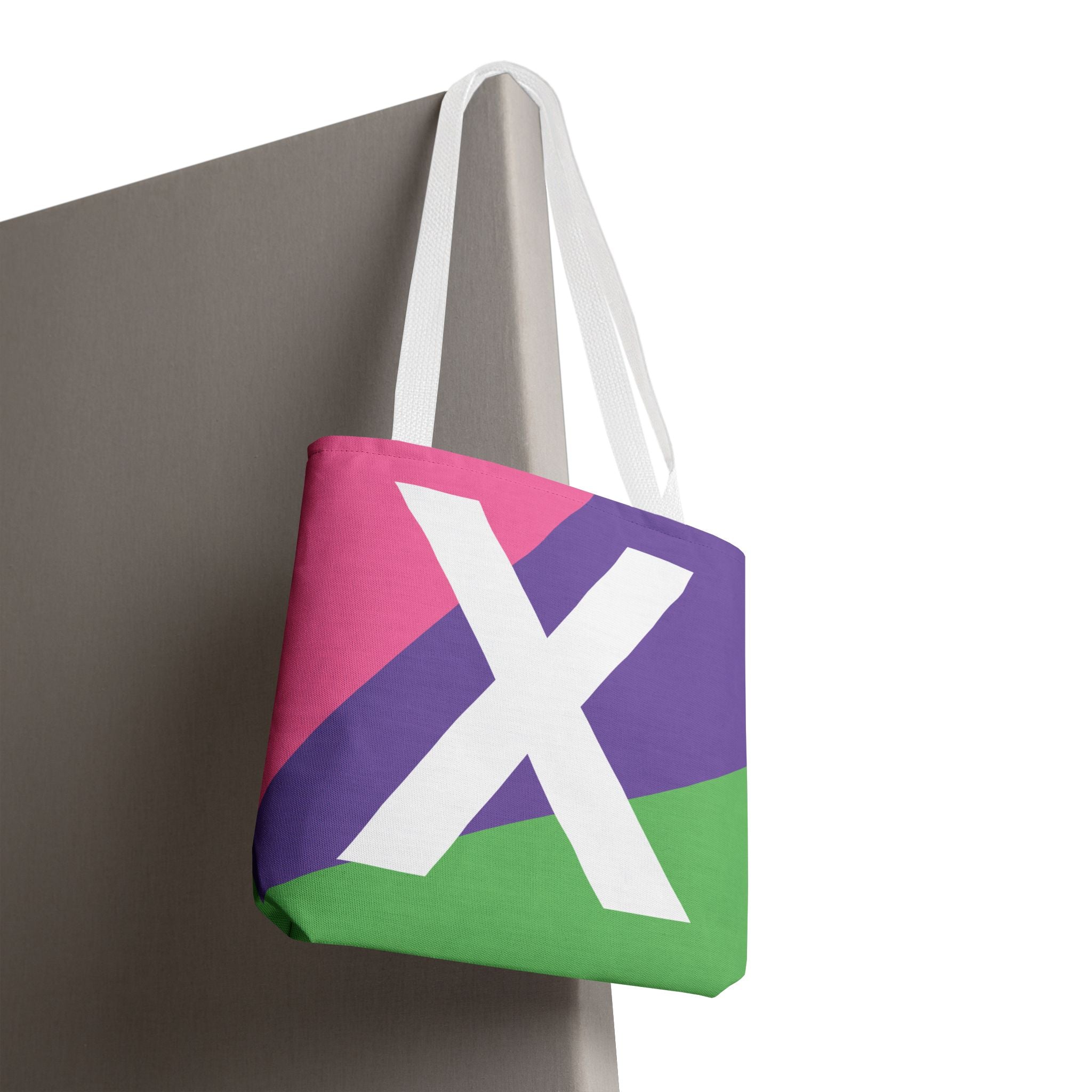 Monogram 'X' Colorblock Tote Bag — Personalized Initial X Shoulder Tote