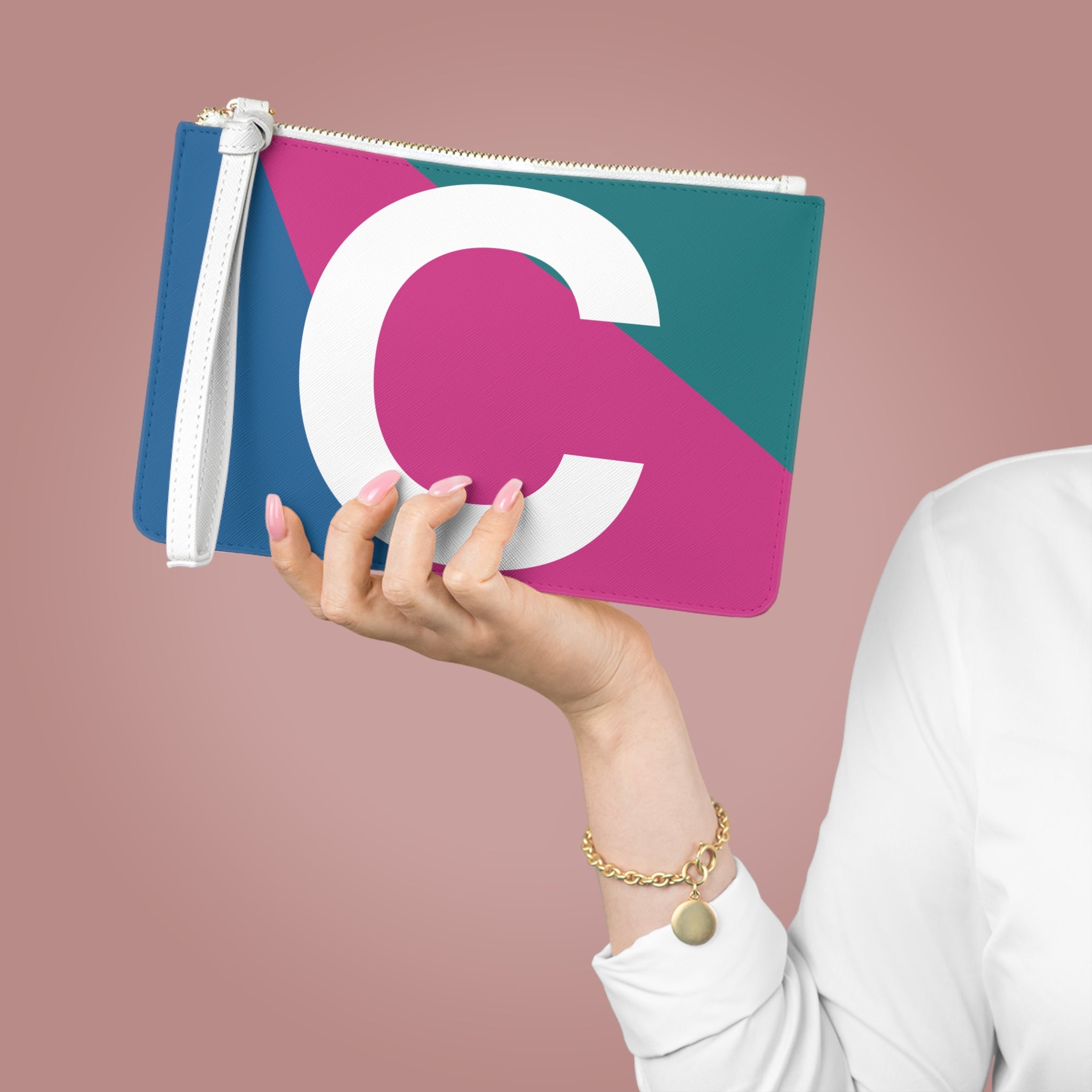 Monogram 'C' Colorblock Clutch Bag — Bold Geometric Wristlet for Everyday & Gifts