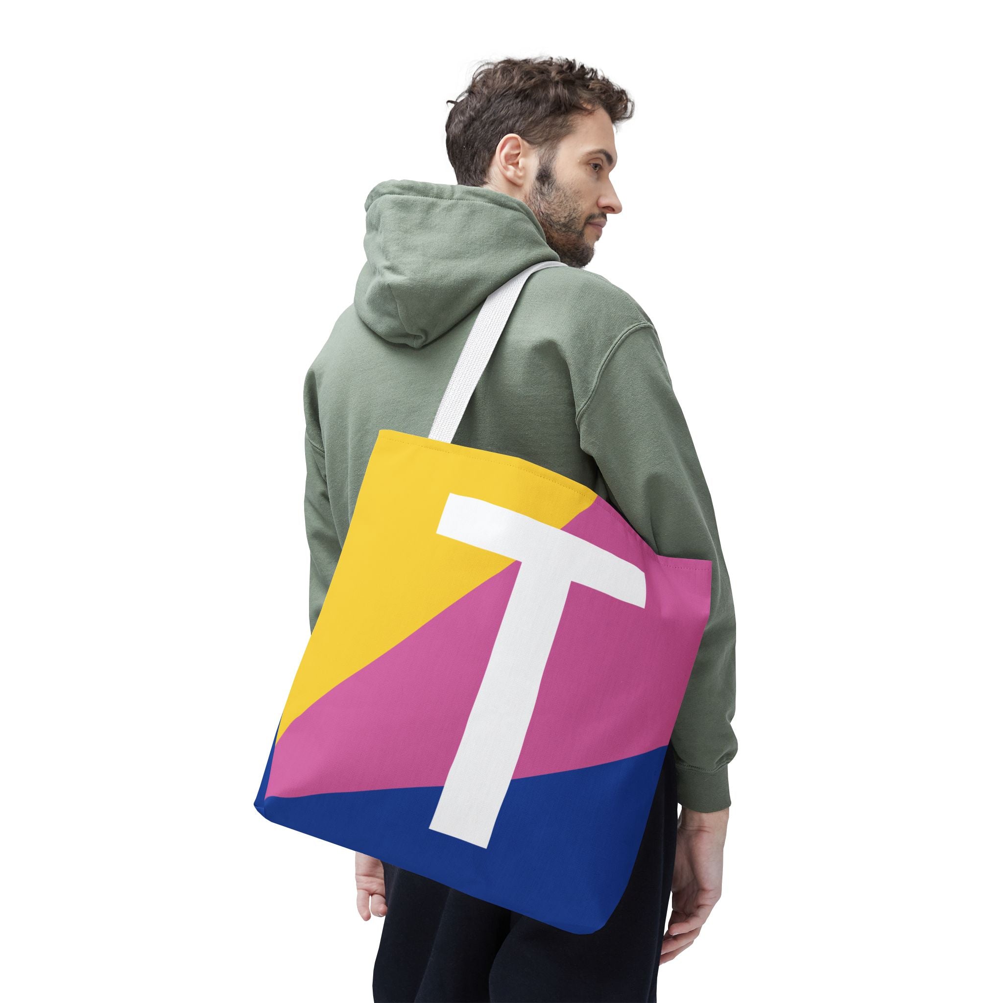 Monogram 'T' Colorblock Tote Bag — Personalized Initial T Shoulder Tote