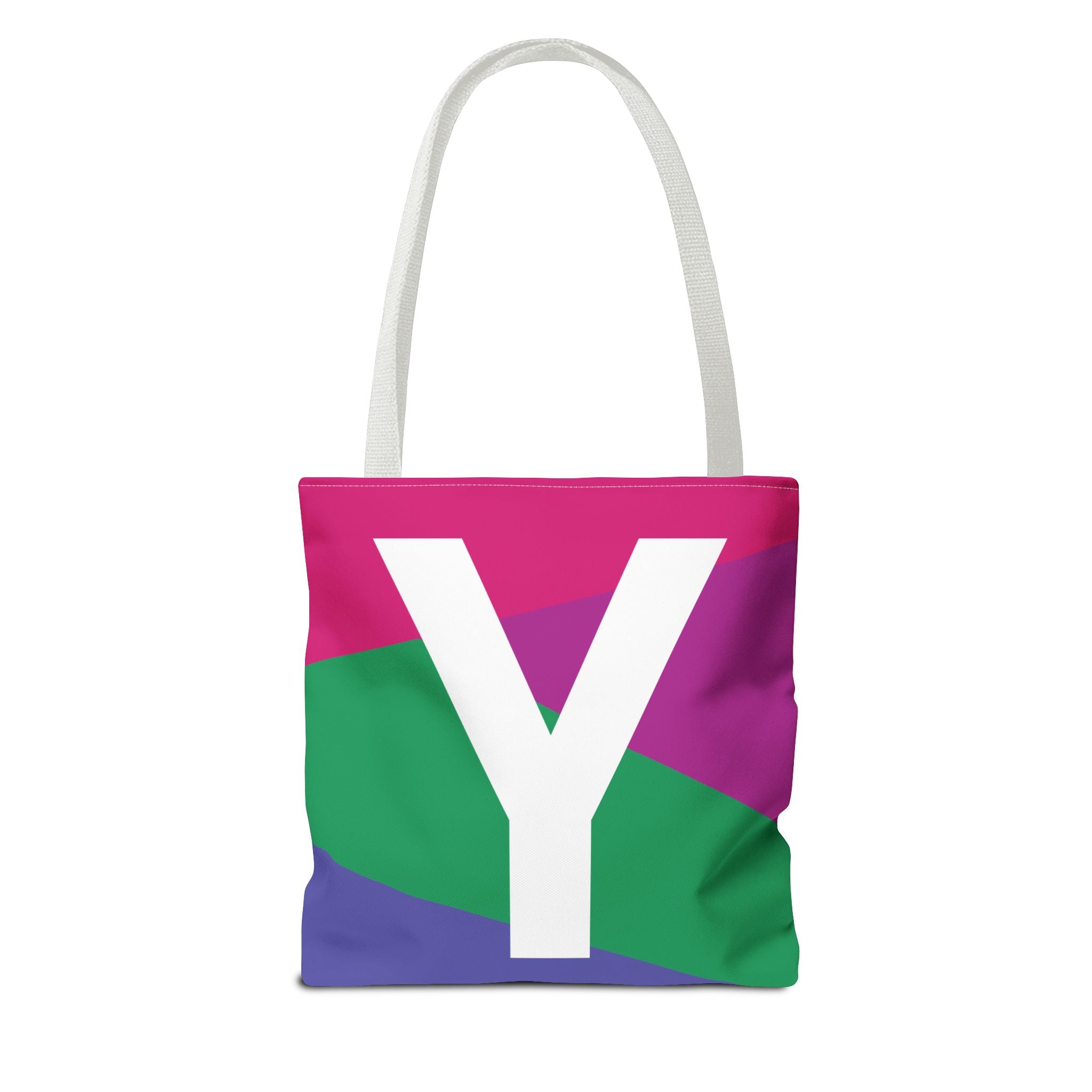 Monogram 'Y' Colorblock Tote Bag — Personalized Initial Y Shoulder Tote