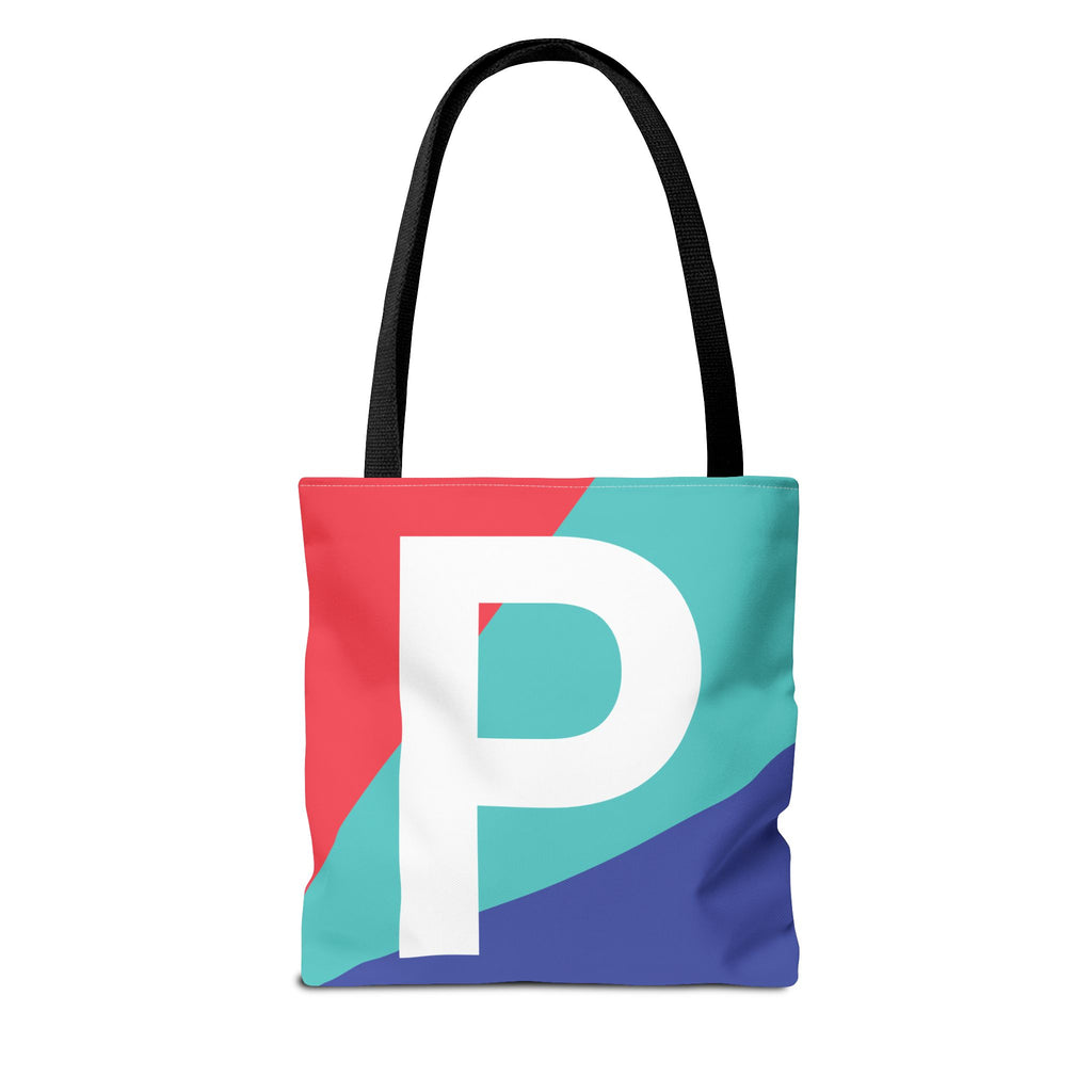 Monogram 'P' Colorblock Tote Bag — Personalized Initial P Shoulder Tote