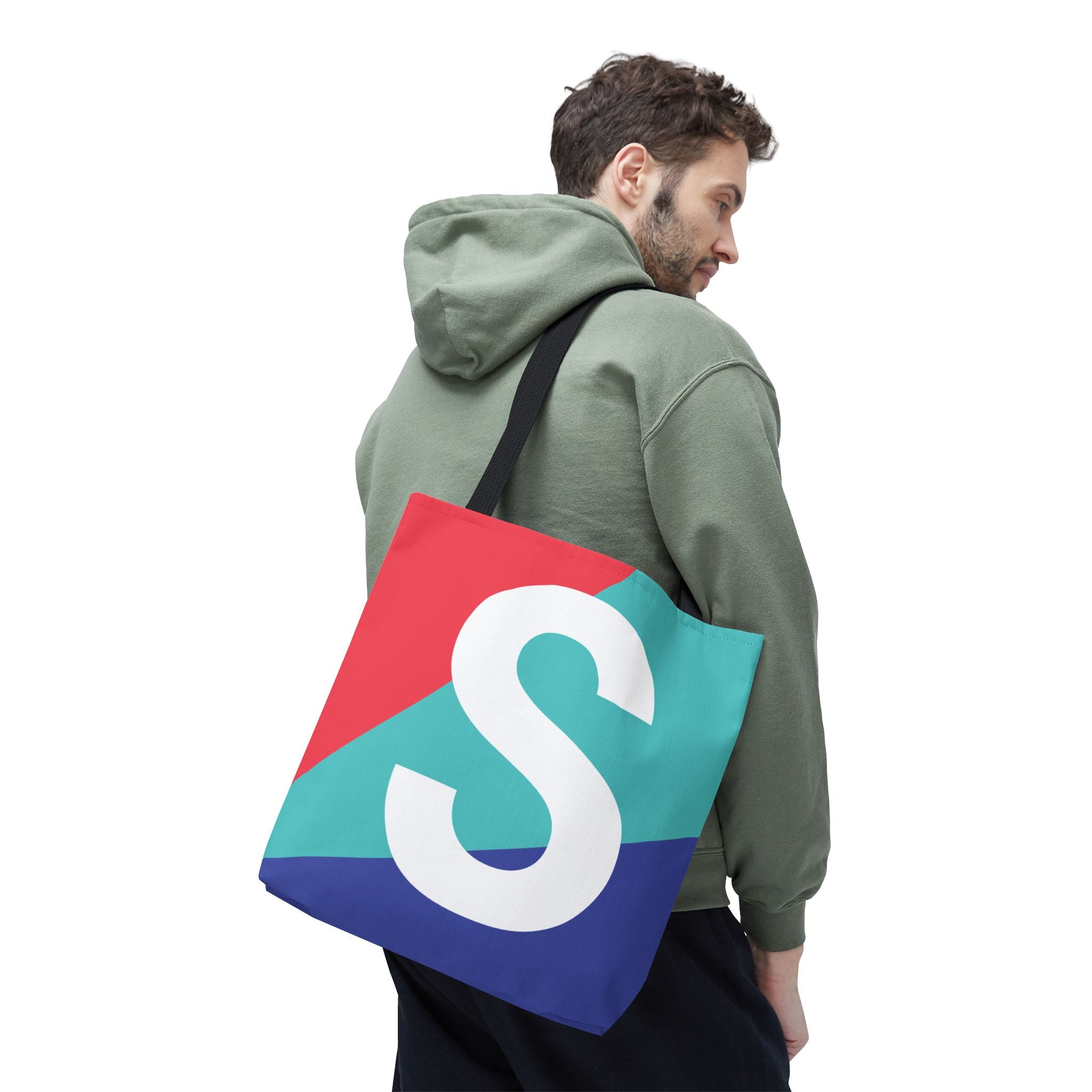 Monogram 'S' Colorblock Tote Bag — Personalized Initial S Shoulder Tote