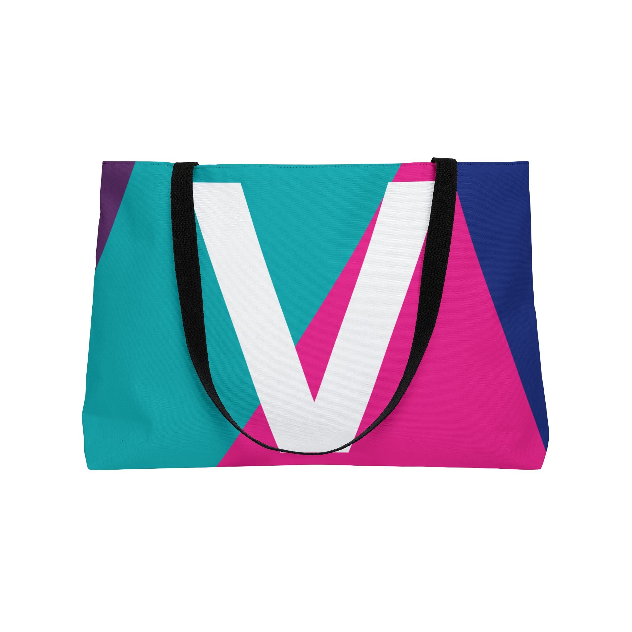 Personalized 'V' Colorblock Tote Bag — Monogram Weekender Tote