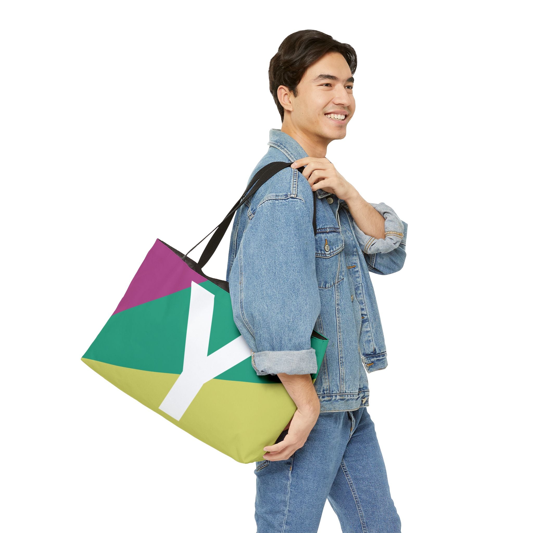 Personalized 'Y' Colorblock Tote Bag — Monogram Weekender Tote