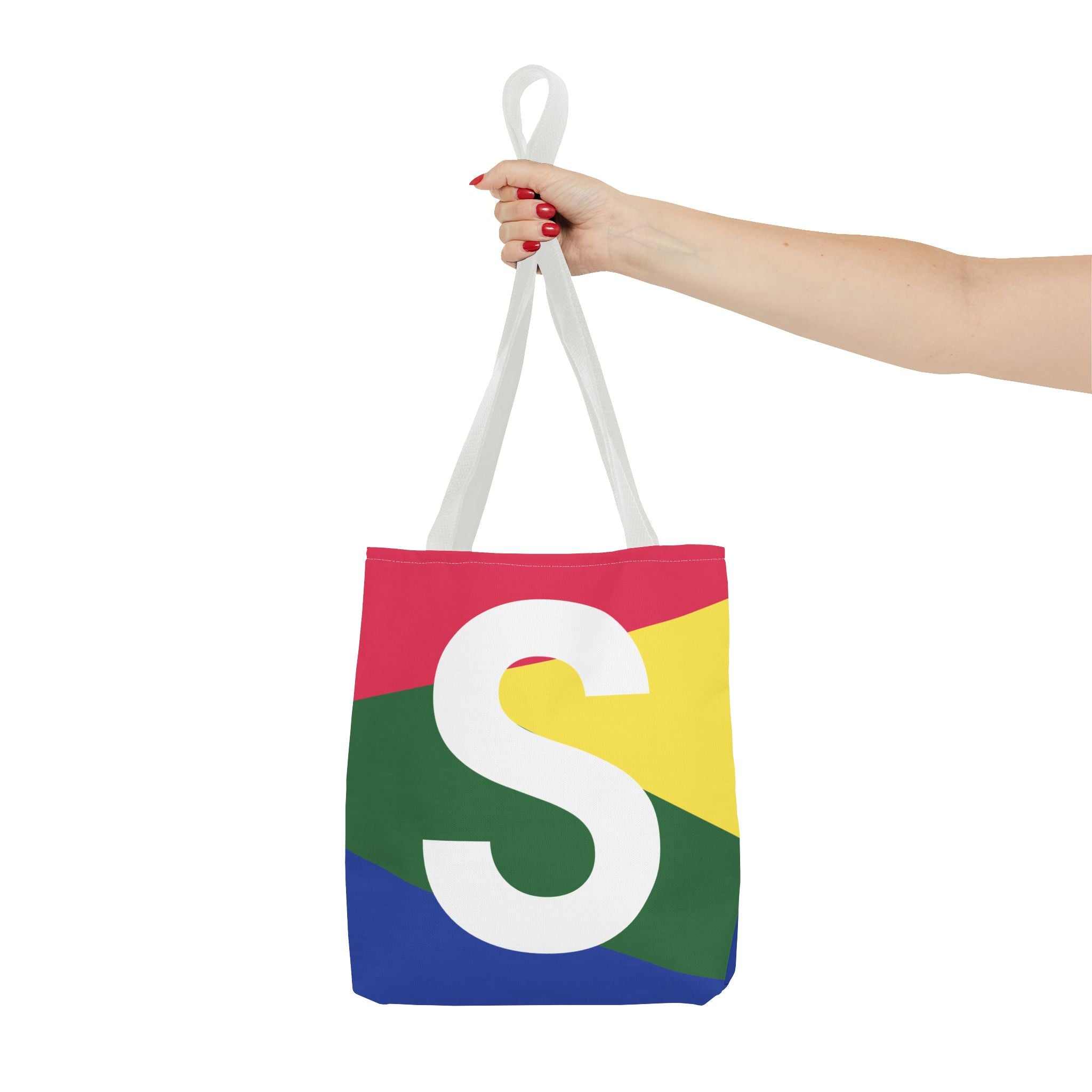 Monogram 'S' Colorblock Tote Bag — Personalized Initial S Shoulder Tote