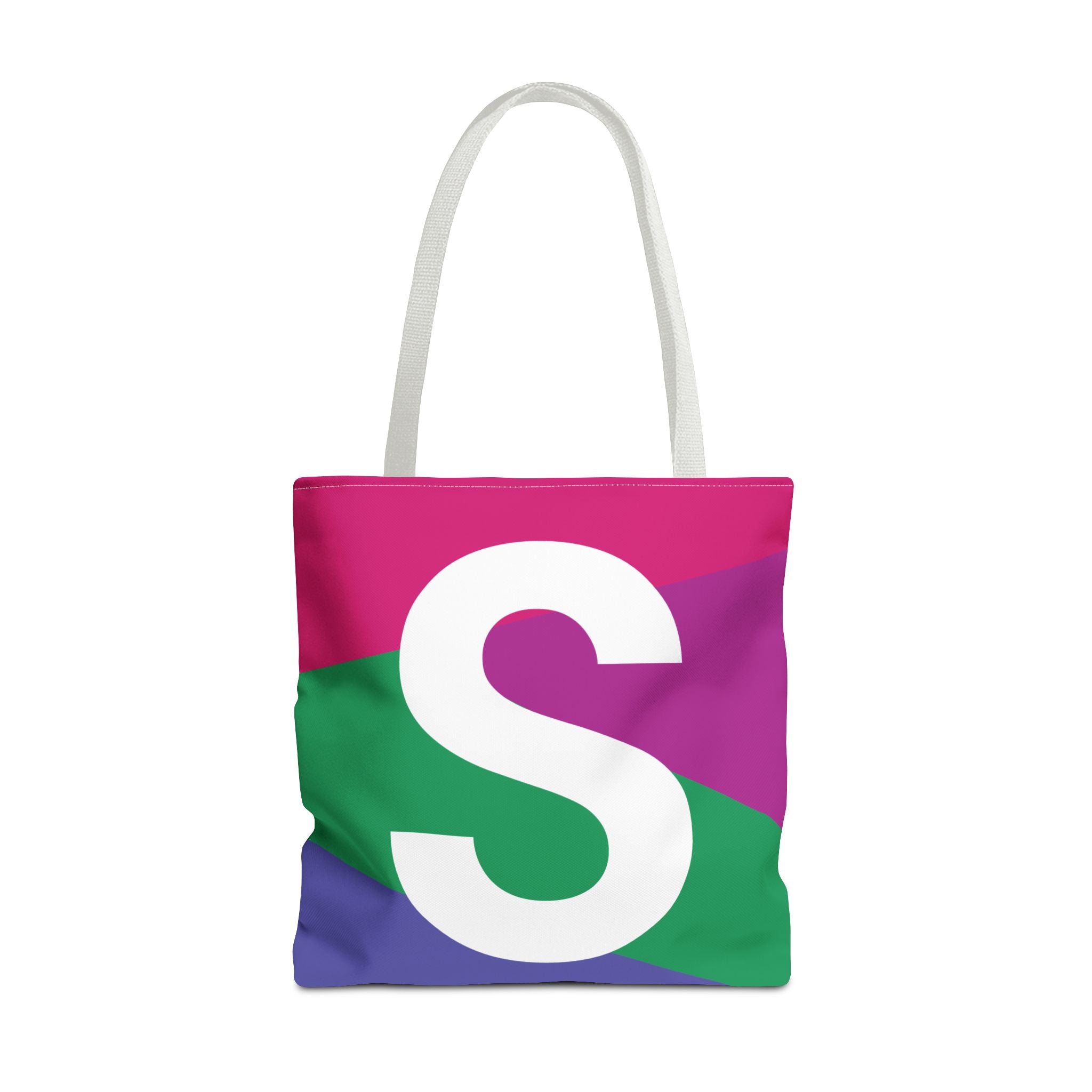 Monogram 'S' Colorblock Tote Bag — Personalized Initial S Shoulder Tote