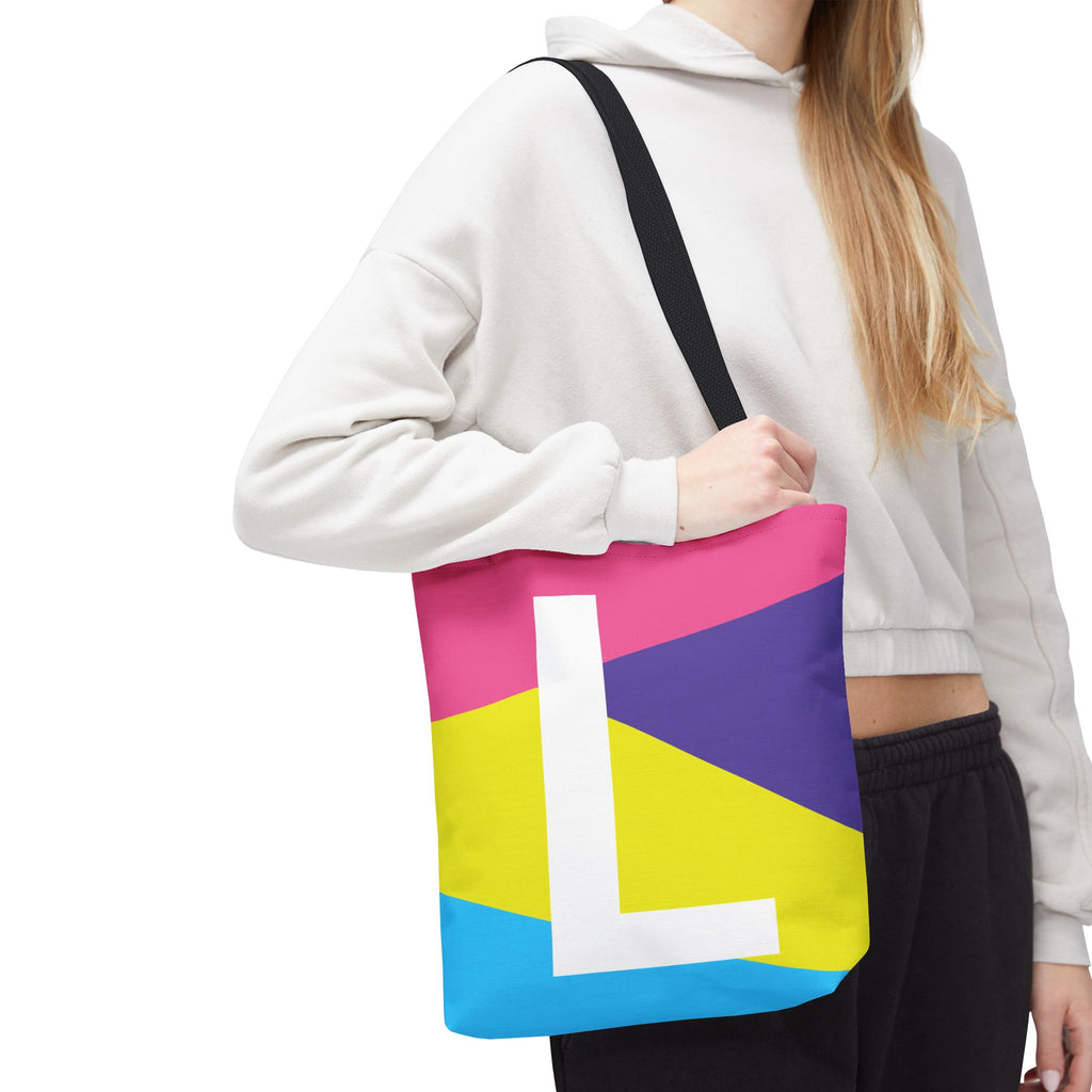 Monogram 'L' Colorblock Tote Bag — Personalized Initial L Shoulder Tote