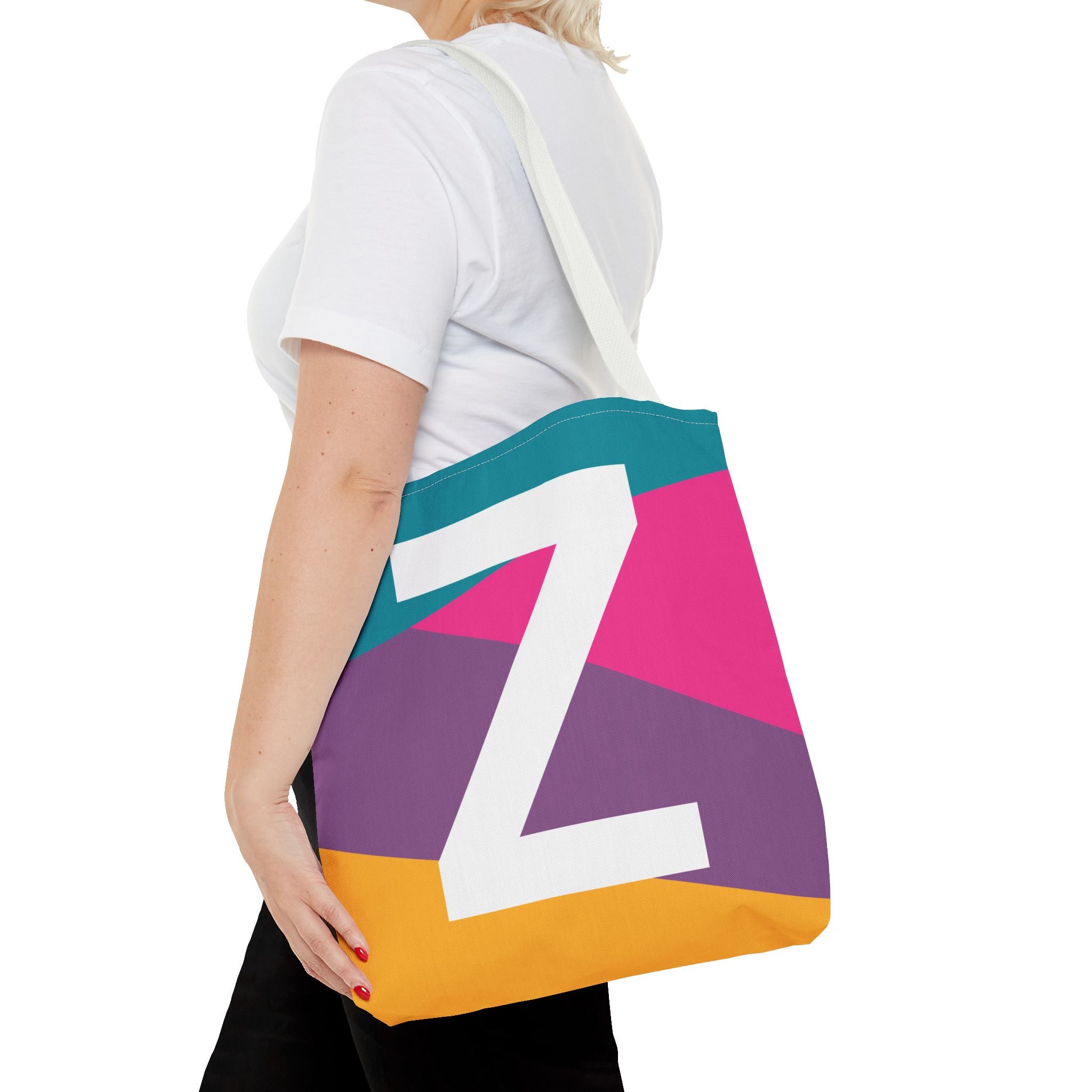 Monogram 'Z' Colorblock Tote Bag — Personalized Initial Z Shoulder Tote