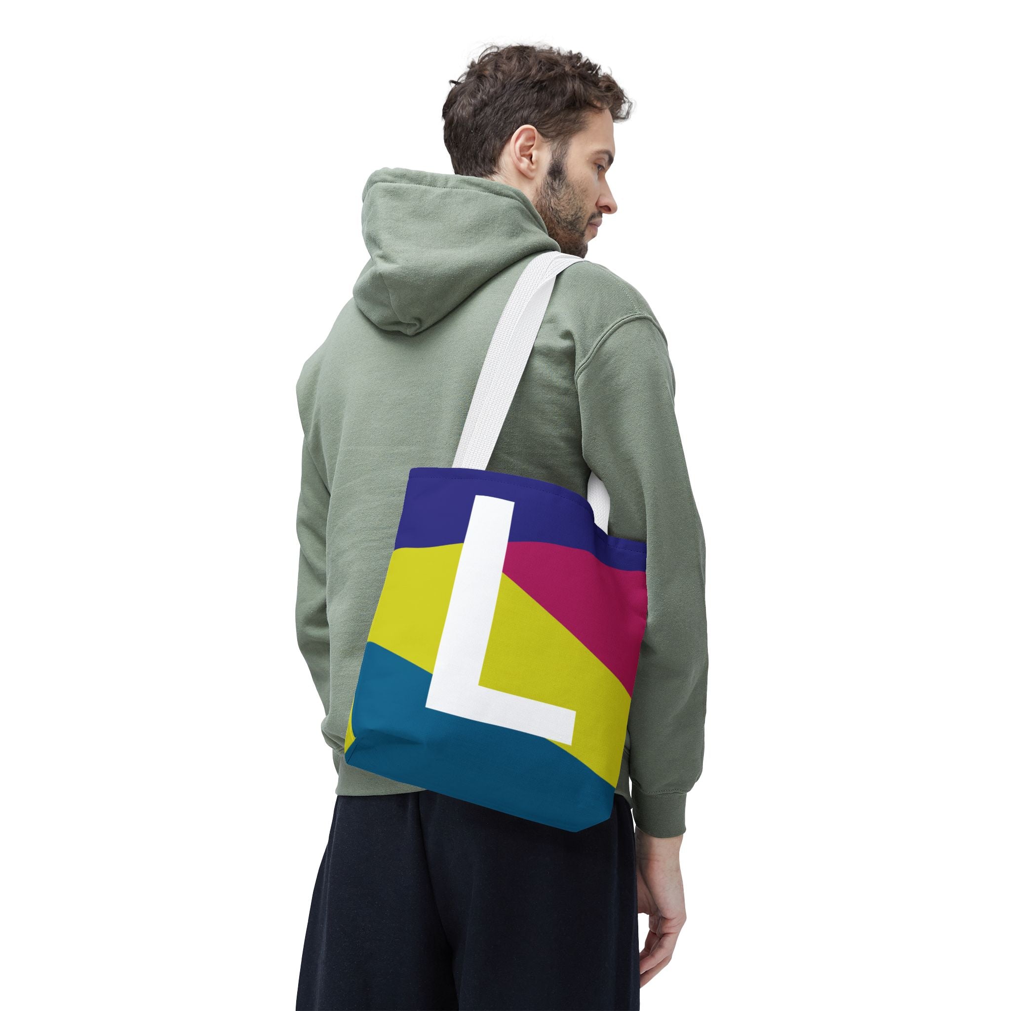 Monogram 'L' Colorblock Tote Bag — Personalized Initial L Shoulder Tote