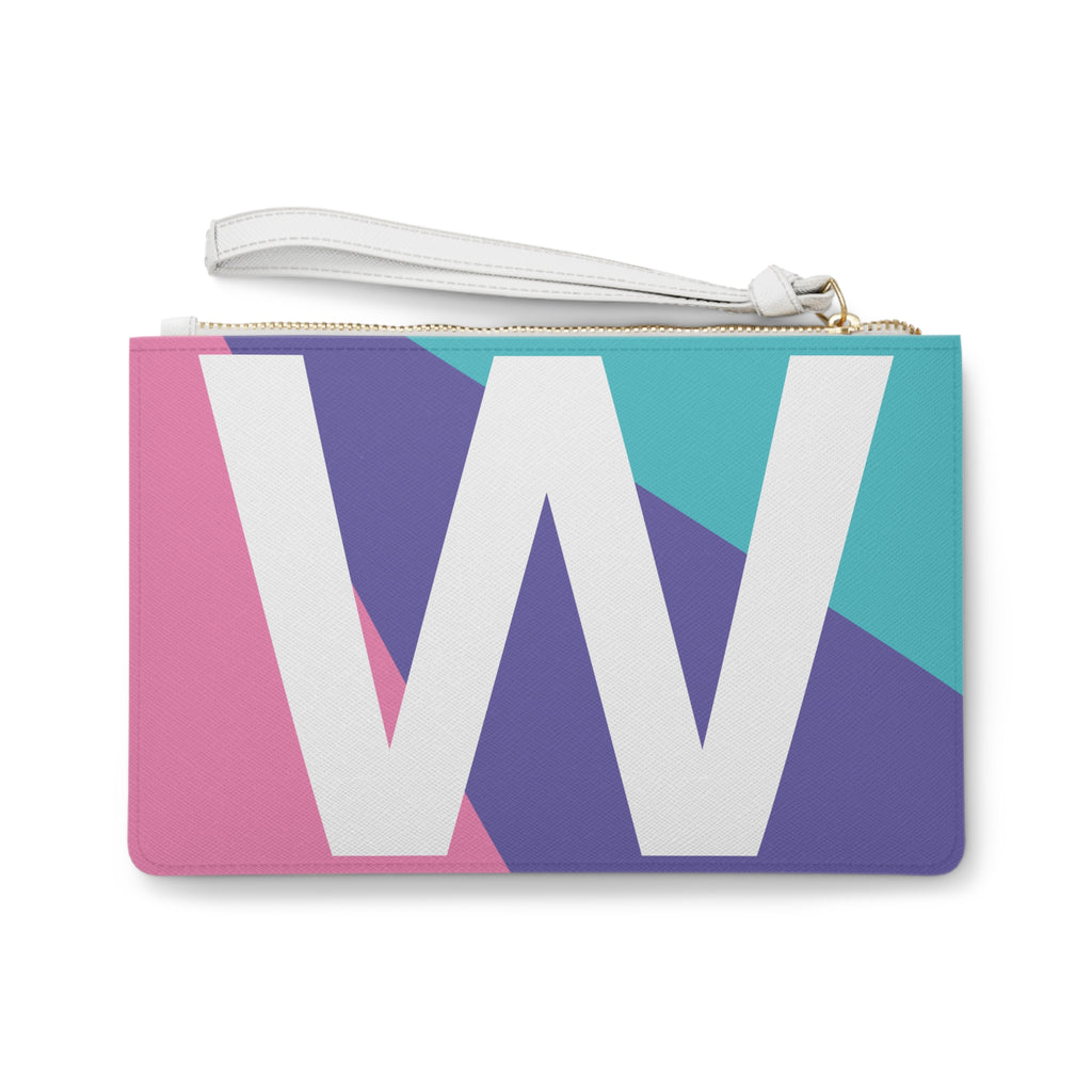 Monogram 'W' Colorblock Clutch Bag — Bold Geometric Wristlet for Everyday & Gifts