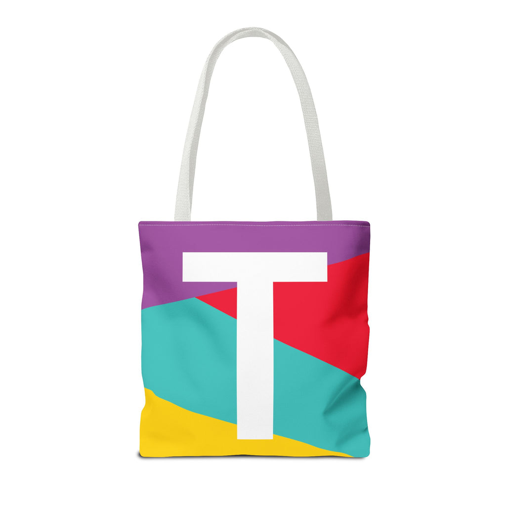 Monogram 'T' Colorblock Tote Bag — Personalized Initial T Shoulder Tote