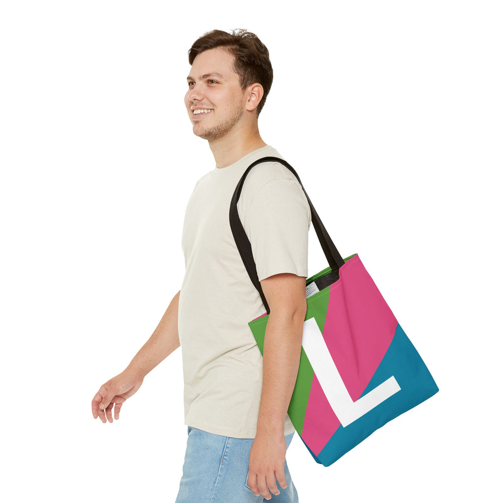 Monogram 'L' Colorblock Tote Bag — Personalized Initial L Shoulder Tote