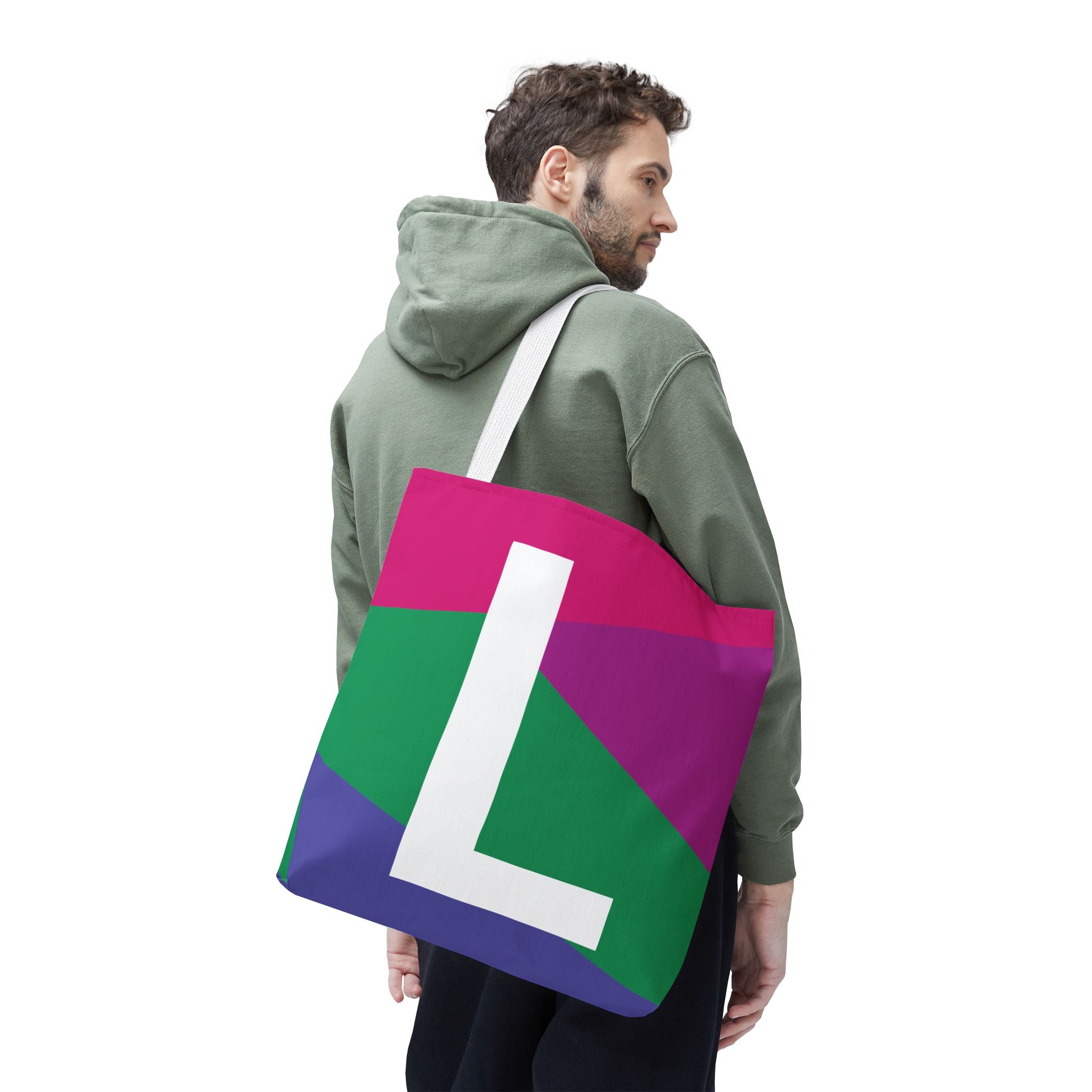 Monogram 'L' Colorblock Tote Bag — Personalized Initial L Shoulder Tote