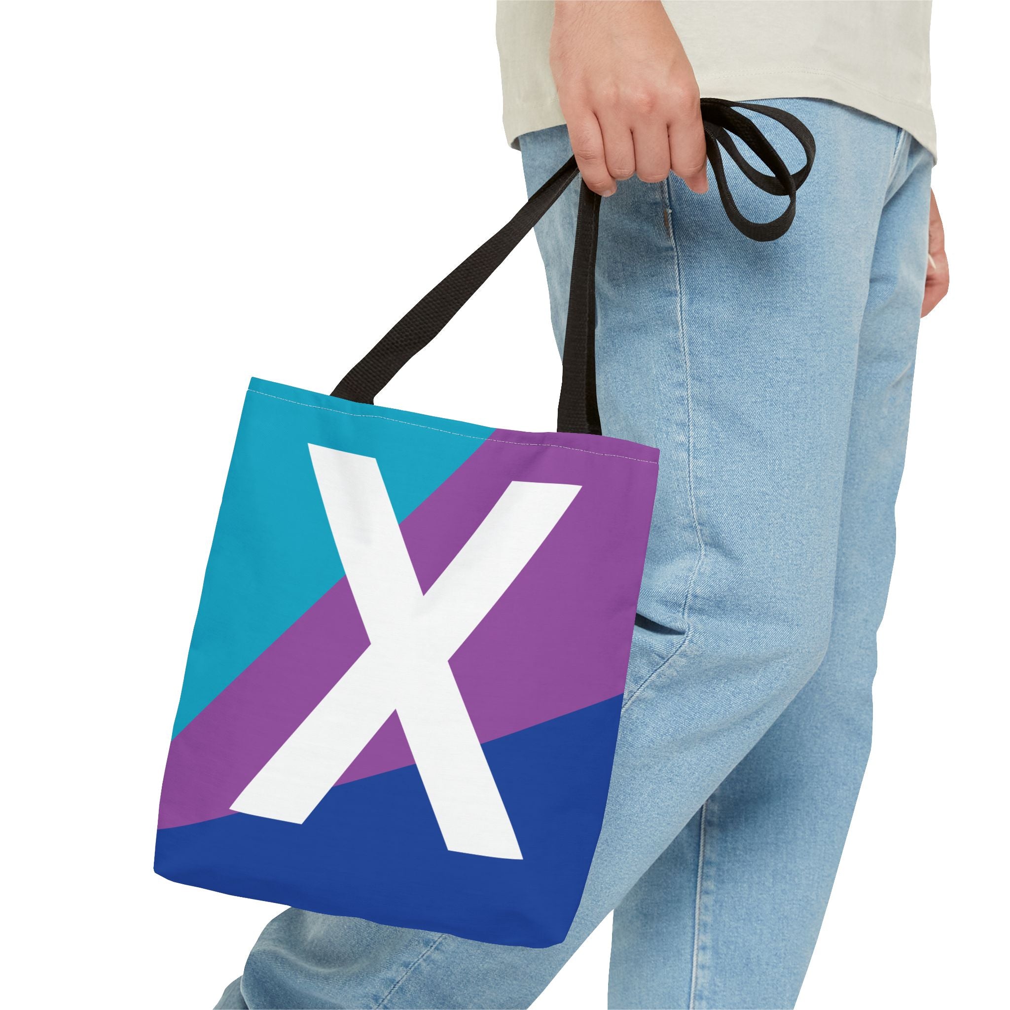 Monogram 'X' Colorblock Tote Bag — Personalized Initial X Shoulder Tote
