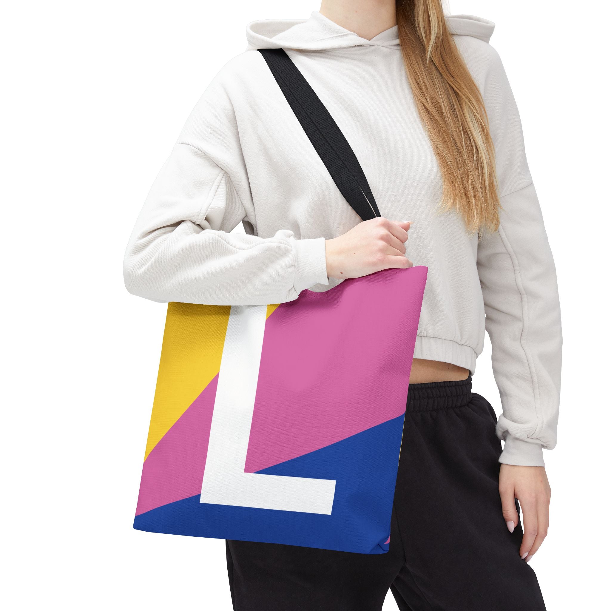 Monogram 'L' Colorblock Tote Bag — Personalized Initial L Shoulder Tote