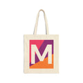 Initial M Colorblock Canvas Tote Bag — Monogram Letter M Reusable Grocery Tote