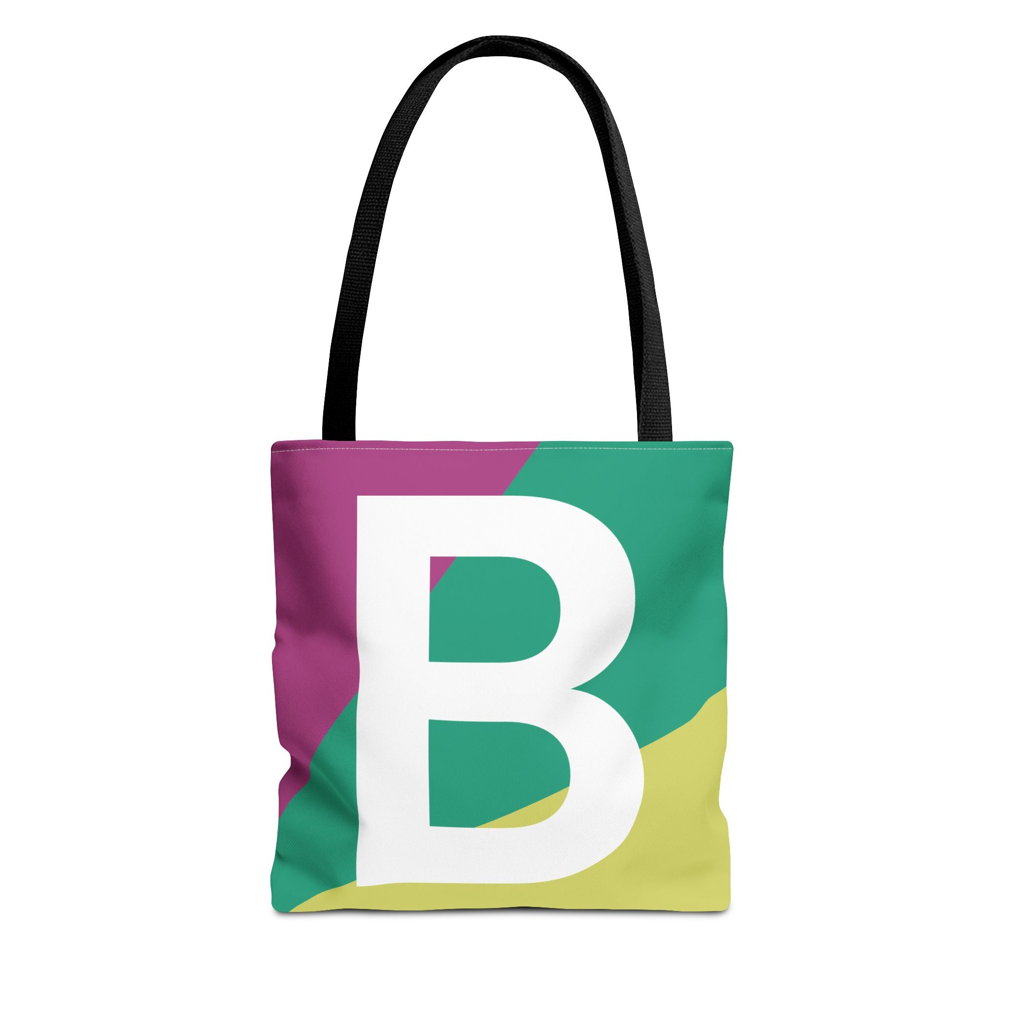 Monogram 'B' Colorblock Tote Bag — Personalized Initial B Shoulder Tote