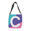 Initial Letter 'C' Colorblock Adjustable Tote Bag — Monogram Alphabet Shoulder Bag