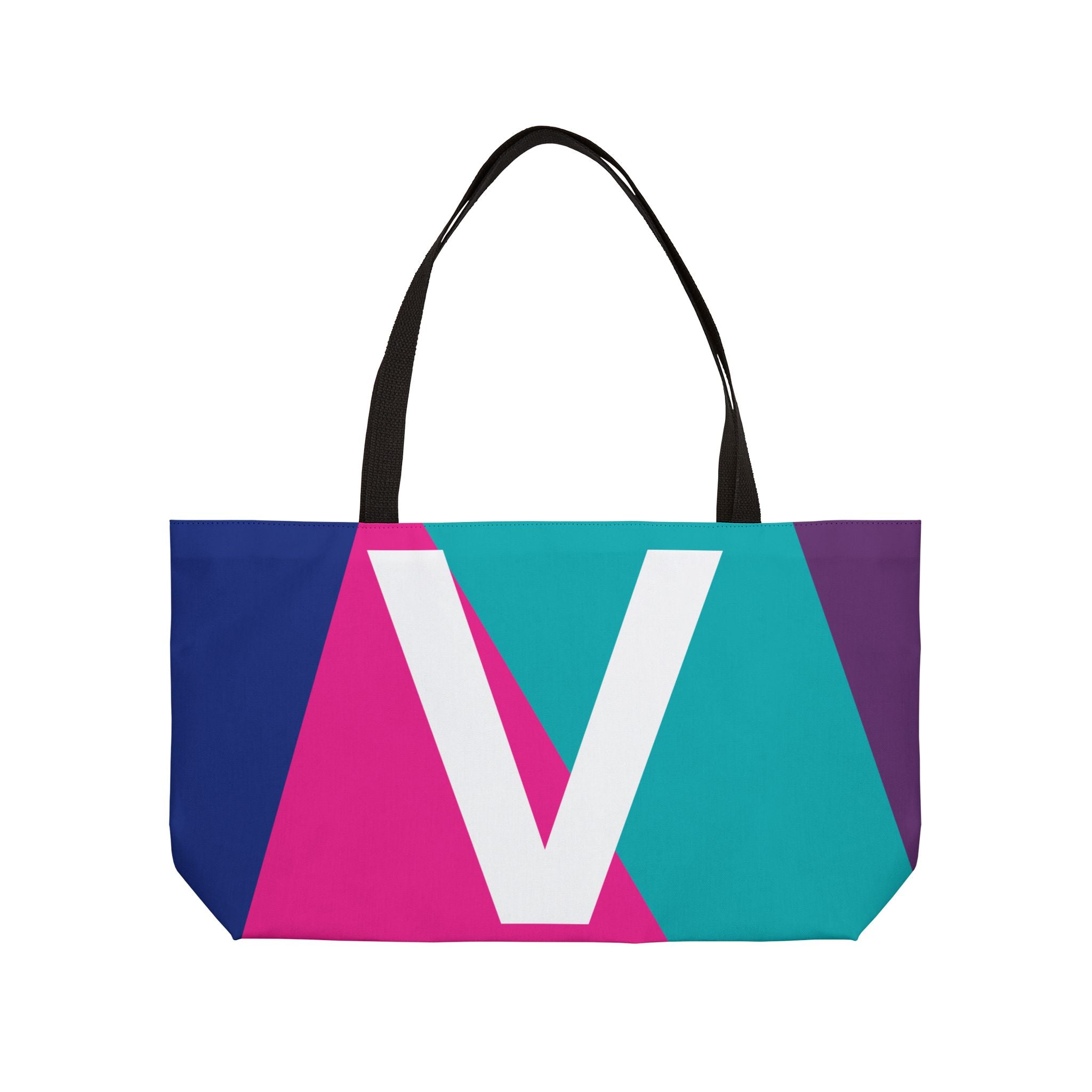 Personalized 'V' Colorblock Tote Bag — Monogram Weekender Tote