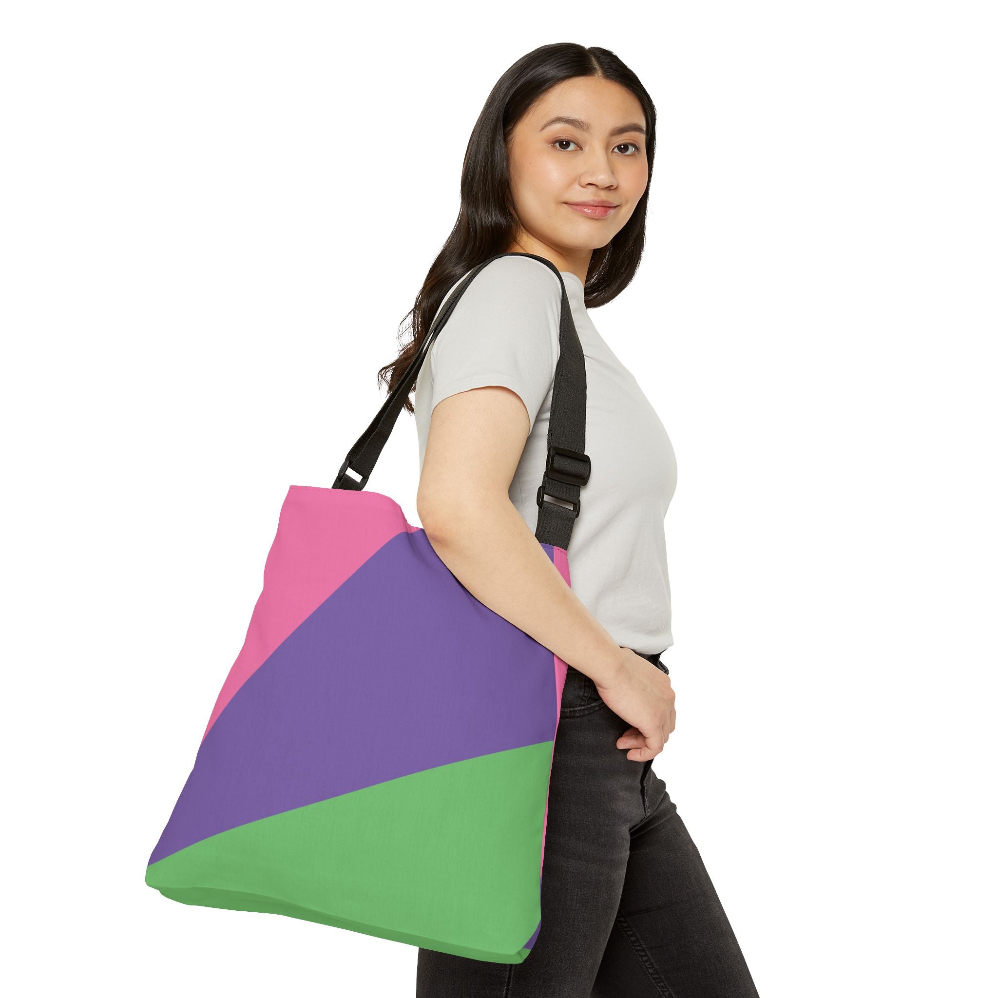 Colorblock Geometric Tote Bag — Adjustable Strap, Bright Abstract Pattern