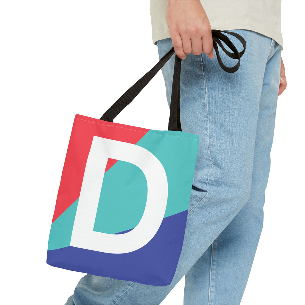 Monogram 'D' Colorblock Tote Bag — Personalized Initial D Shoulder Tote