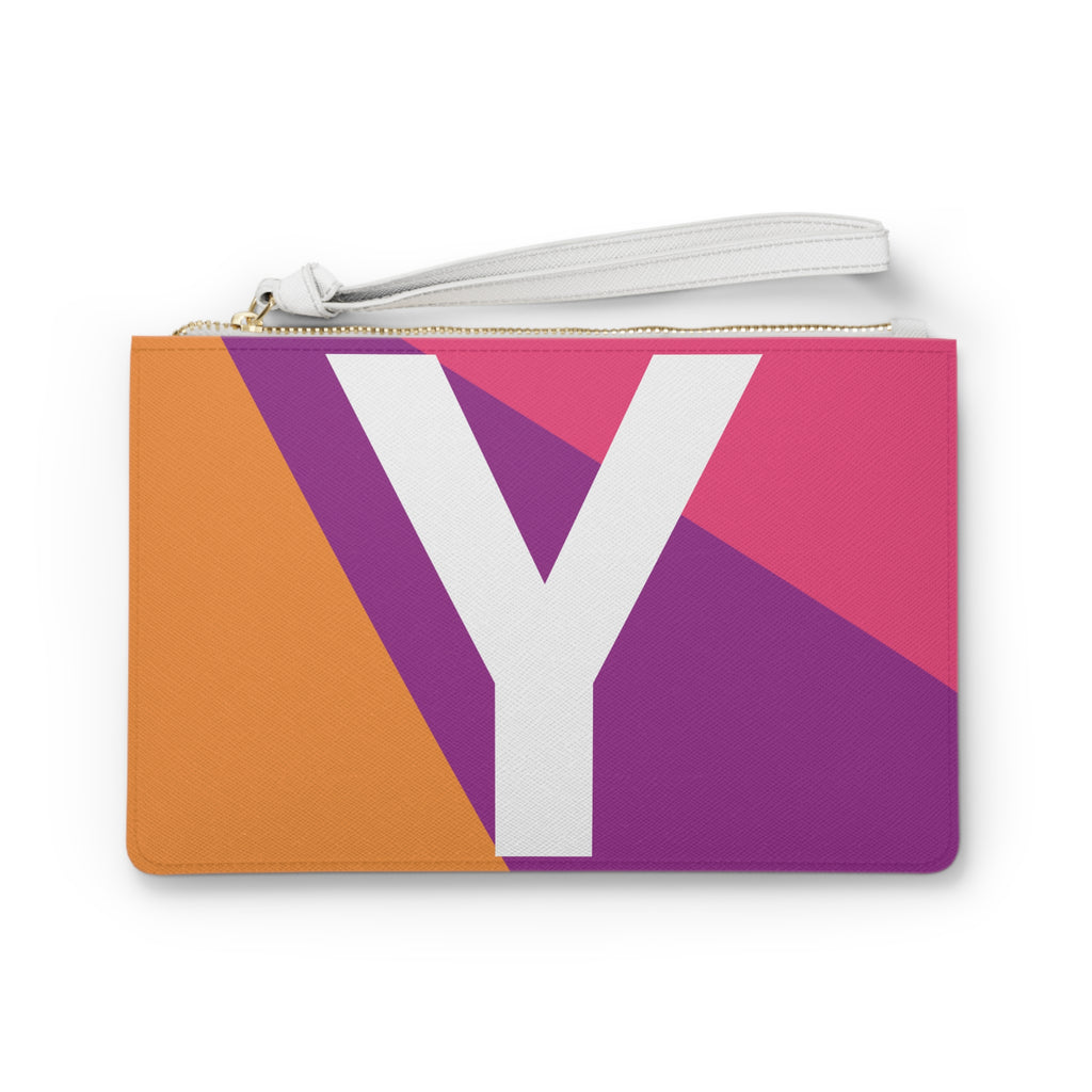 Monogram 'Y' Colorblock Clutch Bag — Bold Geometric Wristlet for Everyday & Gifts