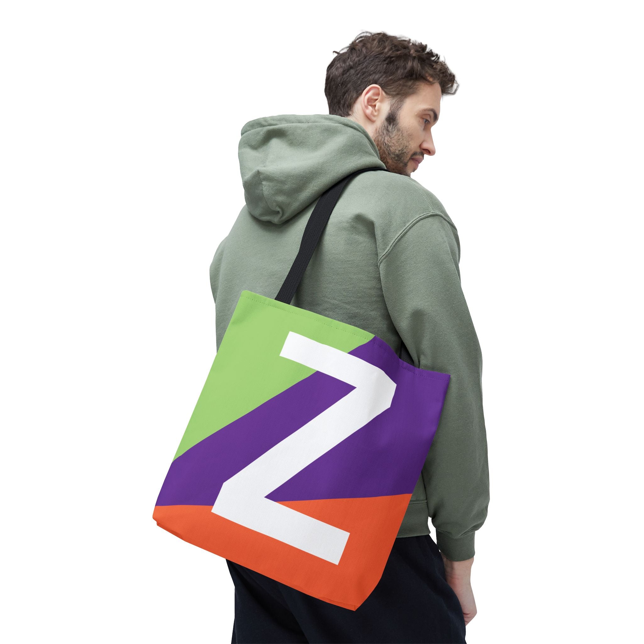 Monogram 'Z' Colorblock Tote Bag — Personalized Initial Z Shoulder Tote