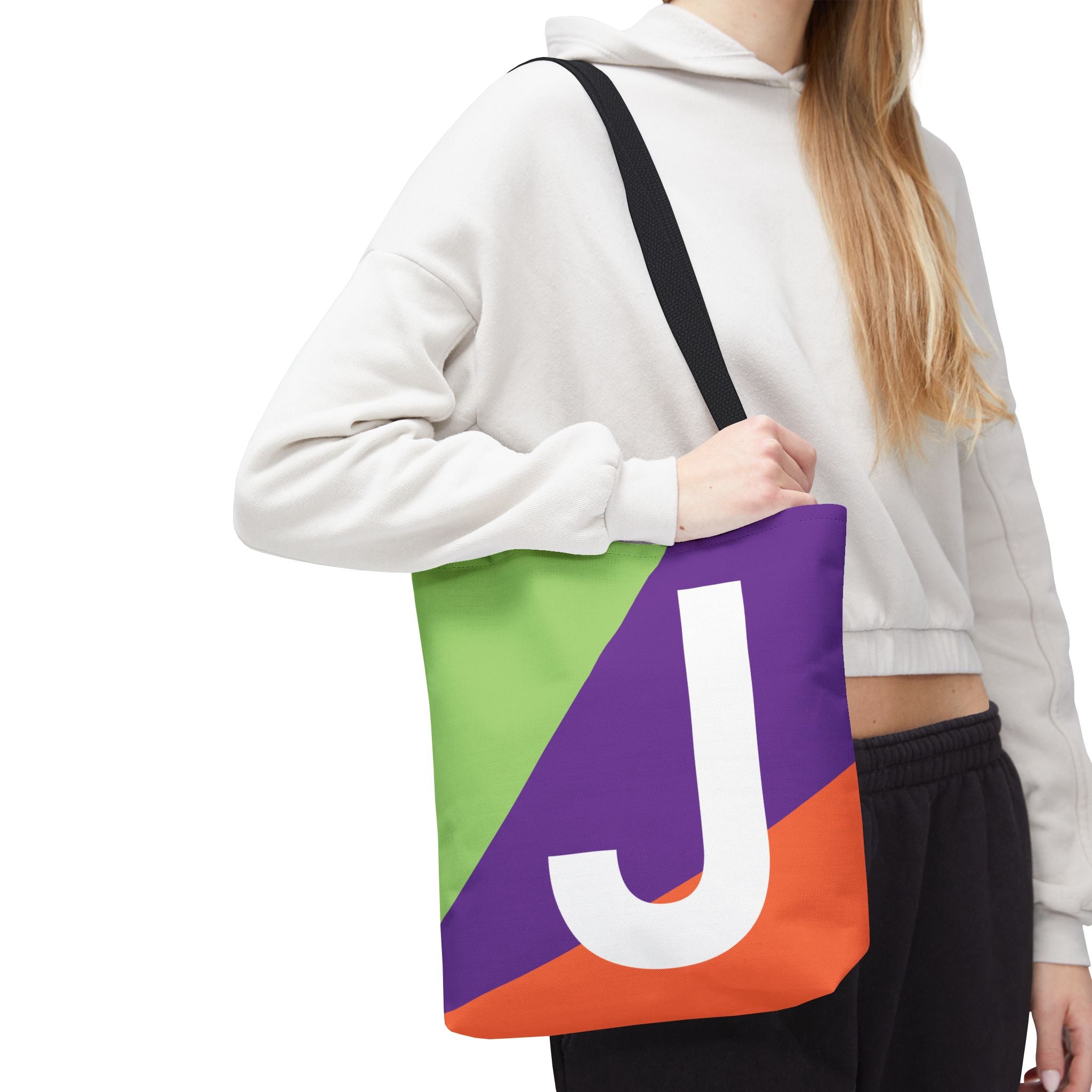 Monogram 'J' Colorblock Tote Bag — Personalized Initial J Shoulder Tote