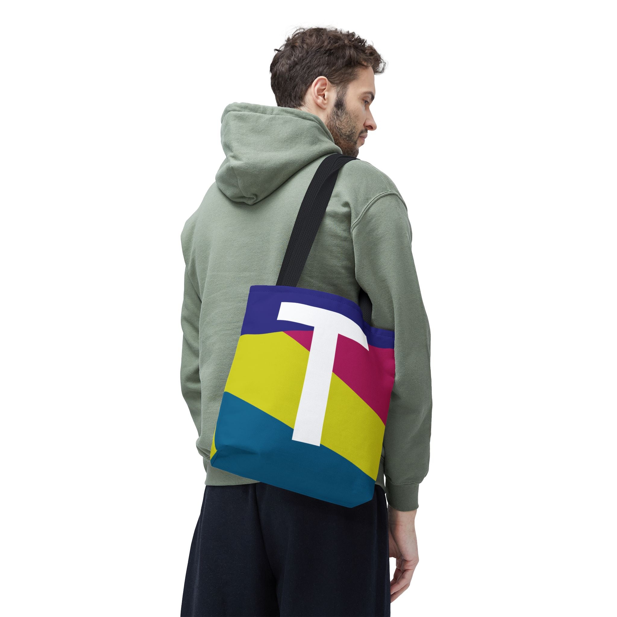 Monogram 'T' Colorblock Tote Bag — Personalized Initial T Shoulder Tote