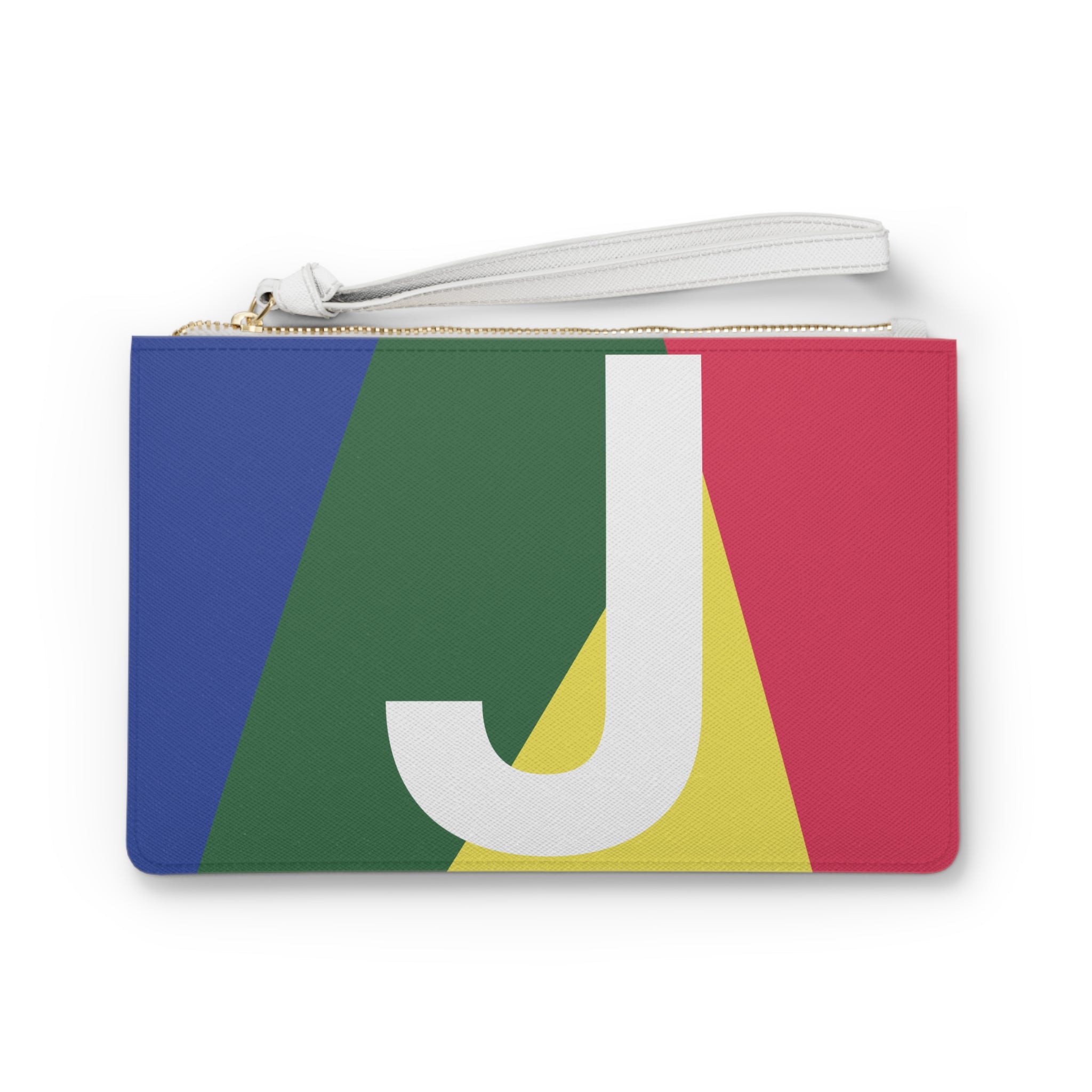 Monogram 'J' Colorblock Clutch Bag — Bold Geometric Wristlet for Everyday & Gifts